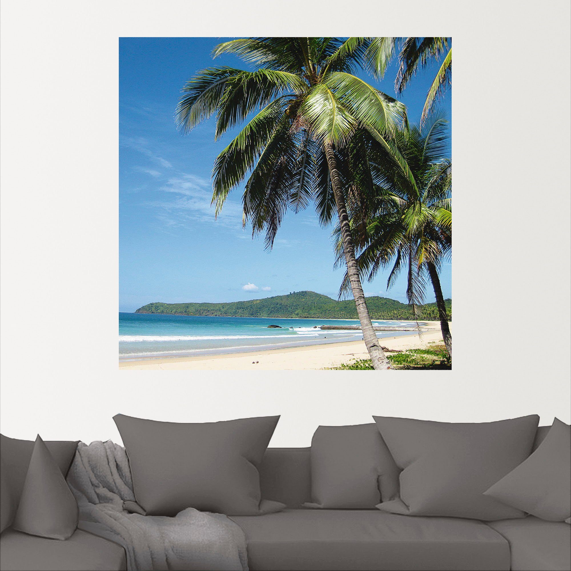 Artland Artprint Strand met palmen als artprint van aluminium, artprint voor buiten, artprint op linnen, poster, muursticker