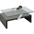pro line salontafel met functie, met glasplaat, plaat verstelbaar door verschuiftechniek, frame van hout hoogglans-zwart, rechthoekig zwart
