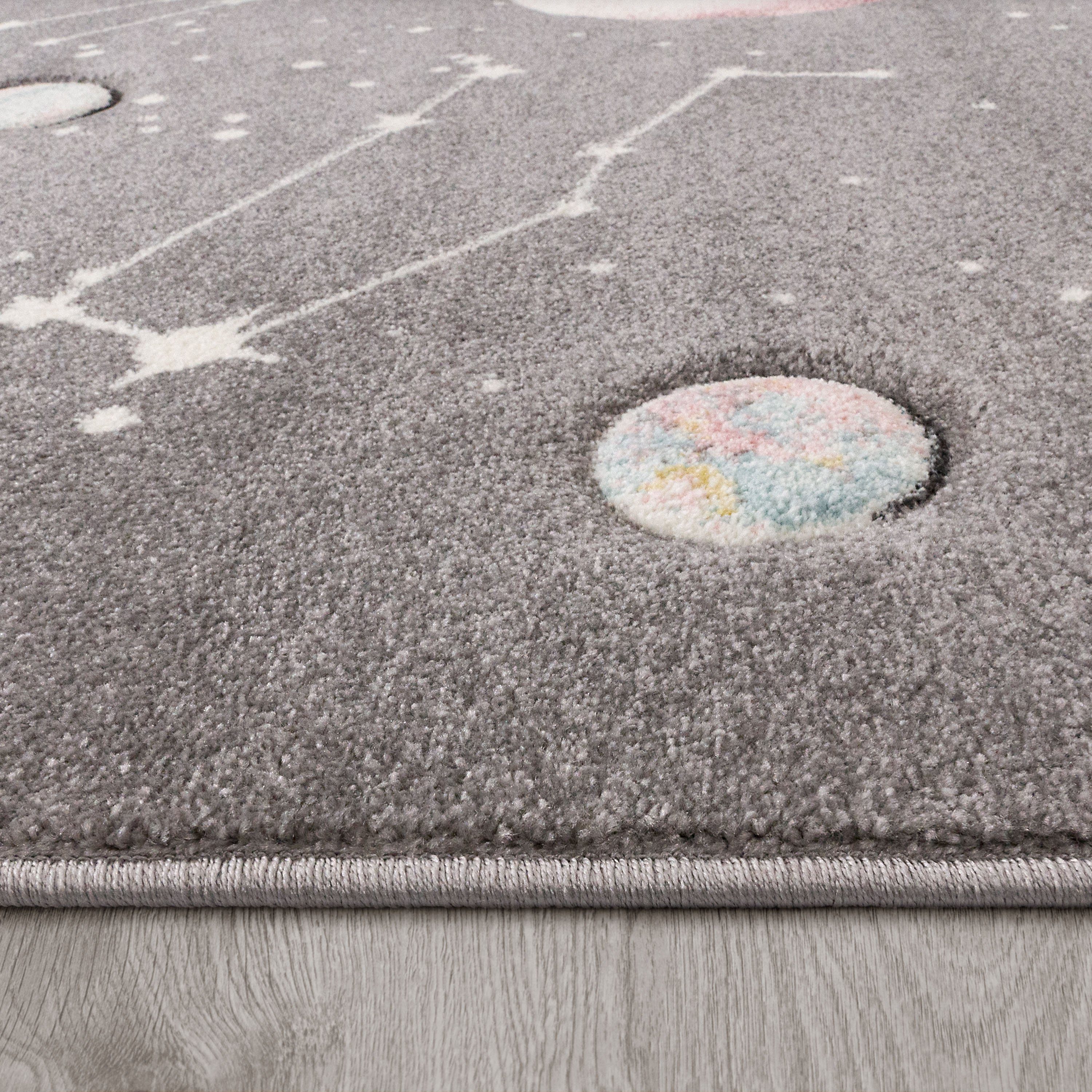 Paco Home Kindervloerkleed Cosmo 347 3d-design, motief ruimte, kinderkamer
