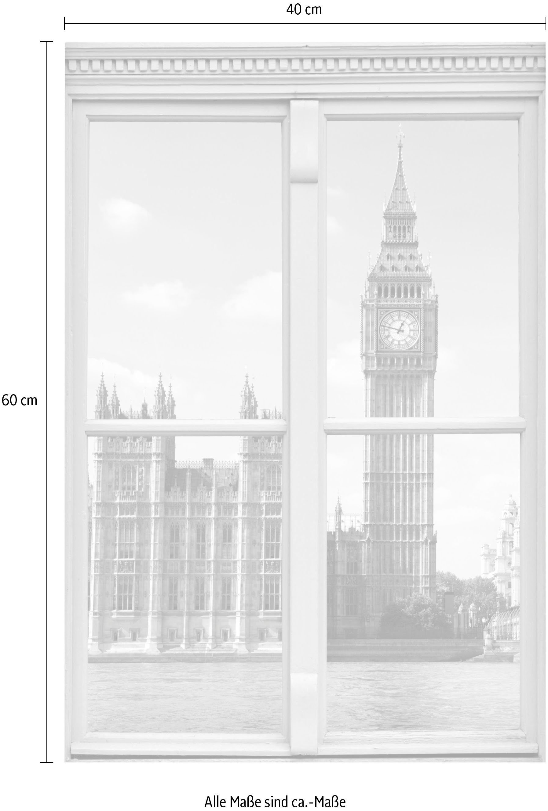 queence Wandfolie Big Ben Muursticker, muurdecoratie, zelfklevend, 3D, raam
