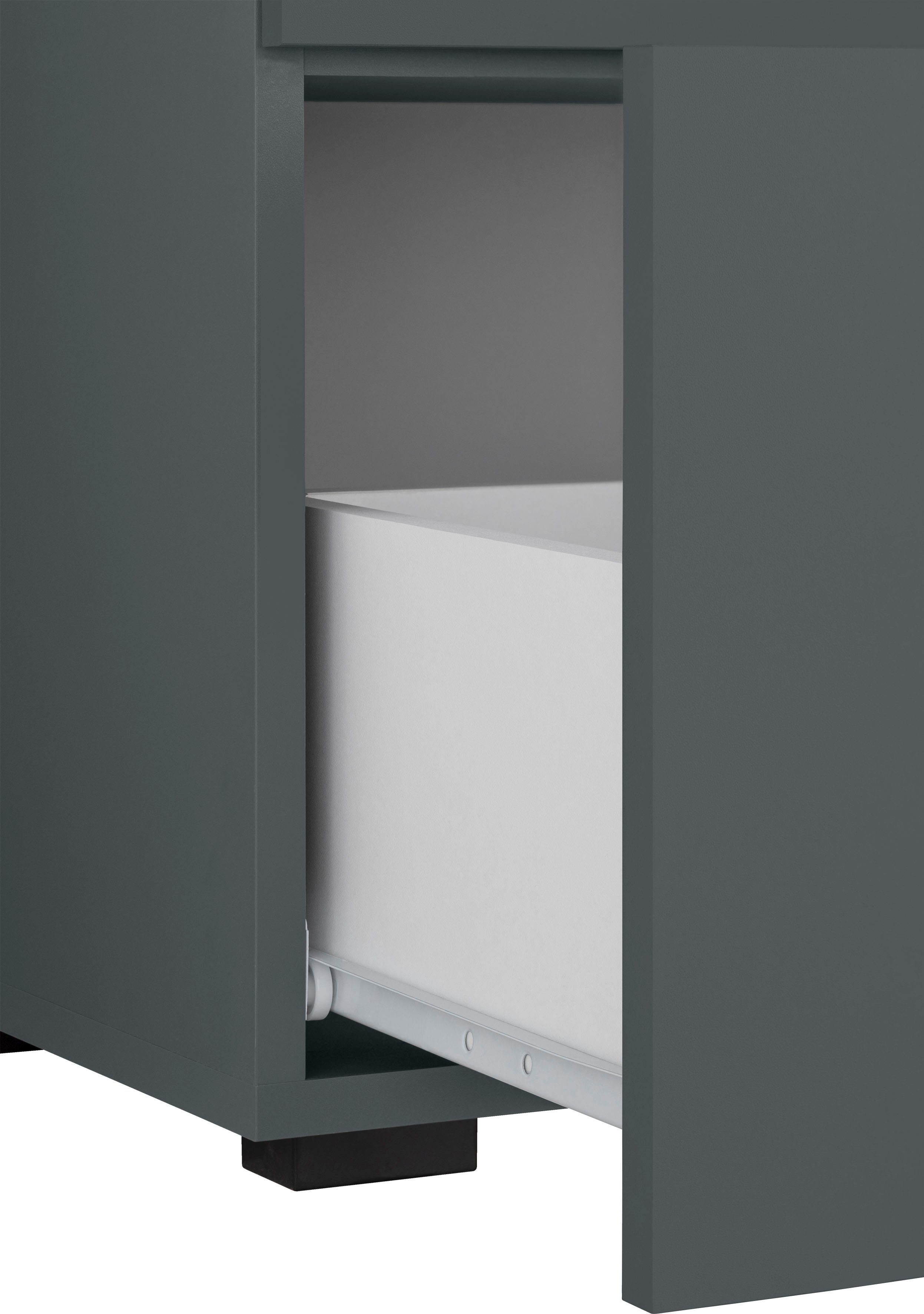 INOSIGN Wastafelonderkast Skara met klep en lade, zwarte grepen, breedte 80 cm, hoogte 55 cm