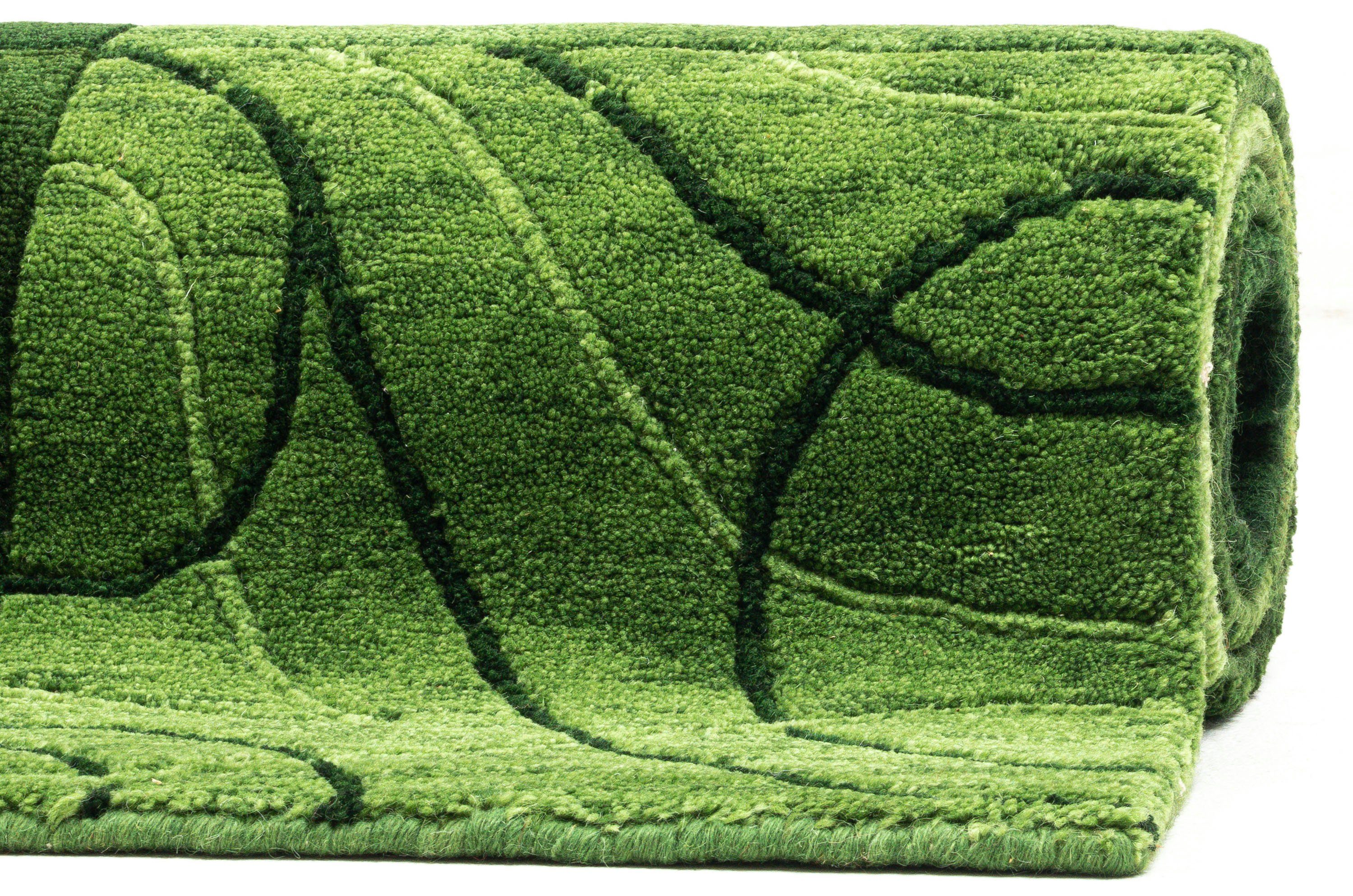 THEKO Wollen kleed Domas 4028 Korte pool, zuivere wol, met de hand geknoopt, modern patchworkdesign
