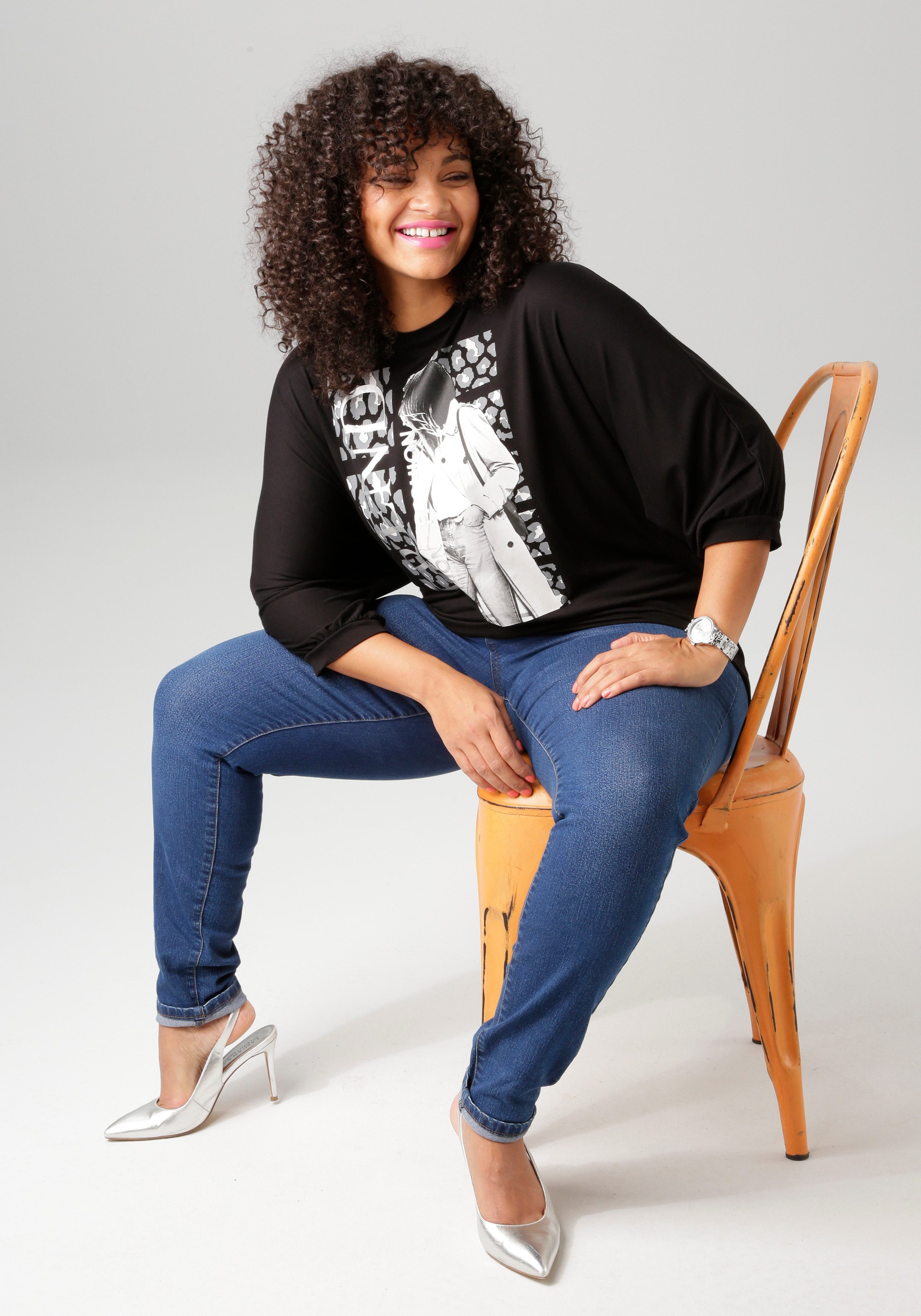 Aniston PLUS Shirt met 3/4 mouwen met trendy printmotief - nieuwe kollectie