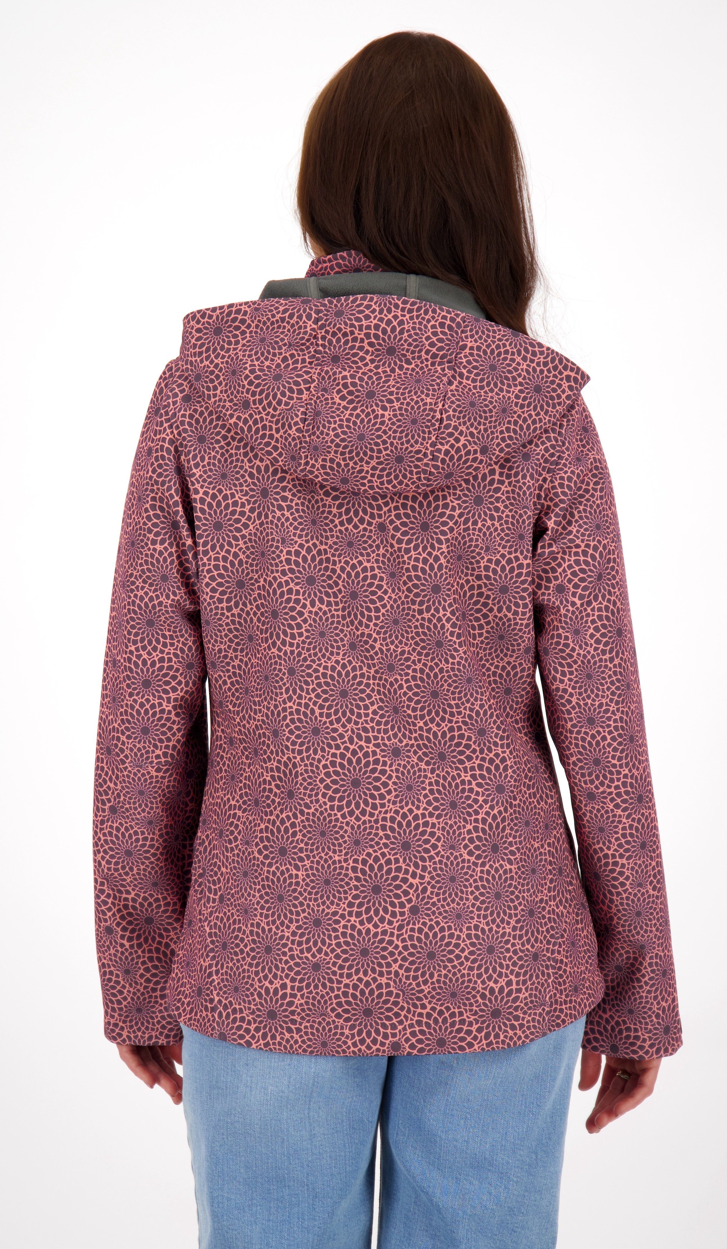 DEPROC Active Softshell-jack SHELBY PEAK DC licht softshell-jack met all-over-print en afneembare capuchon