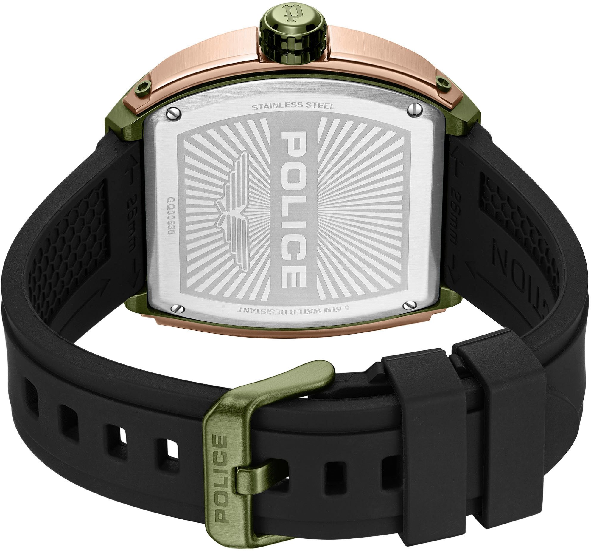 Police Multifunctioneel horloge Flash Quartzhorloge, polshorloge, herenhorloge, siliconen armband, analoog
