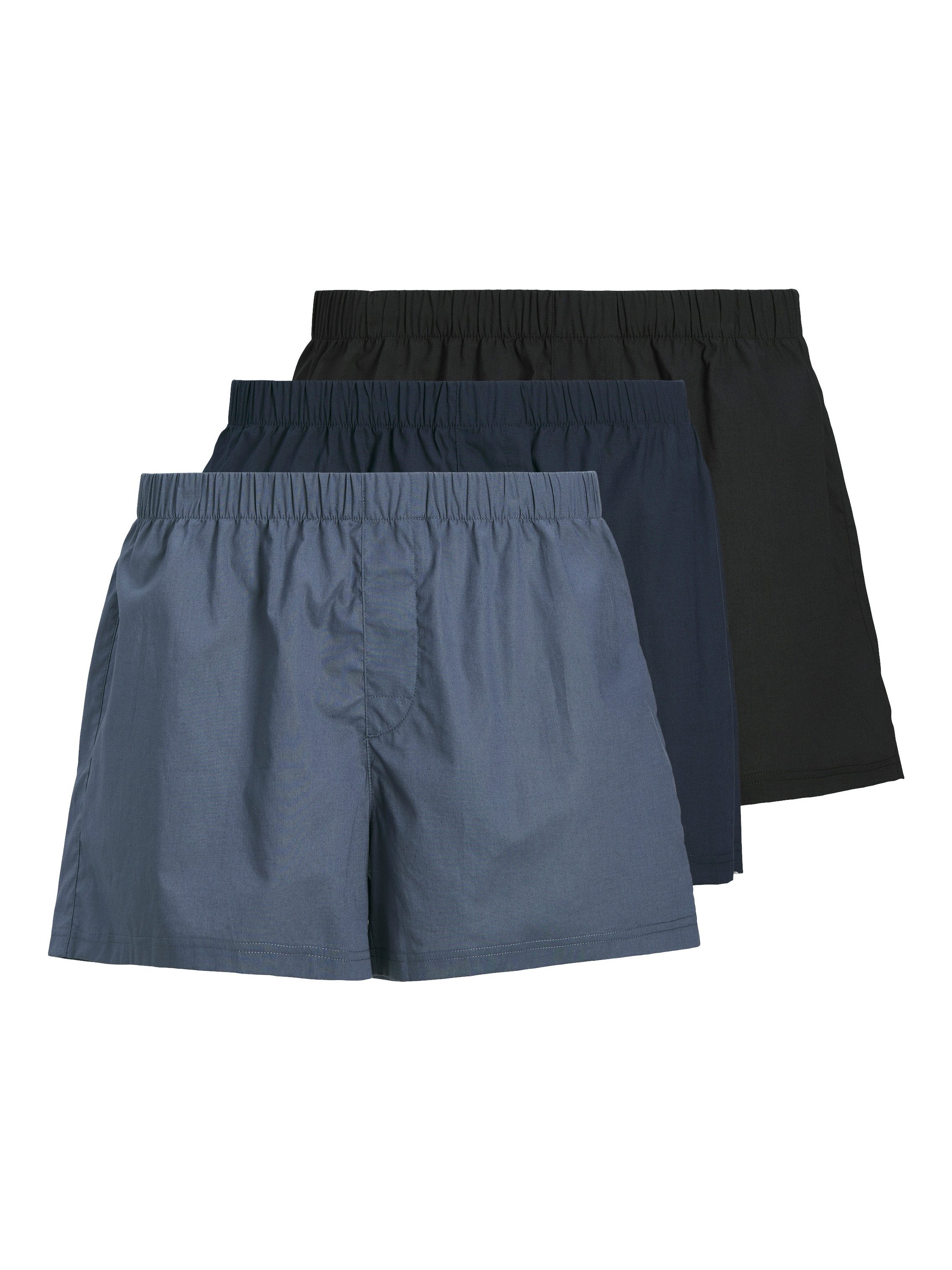 Jack & Jones PlusSize Boxershort JACMILANO WOVEN BOXERS 3 PACK PLS SN heren boxershorts maat XXXL blauw