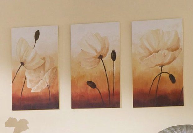 Home affaire Artprint Witte papaver op oranje