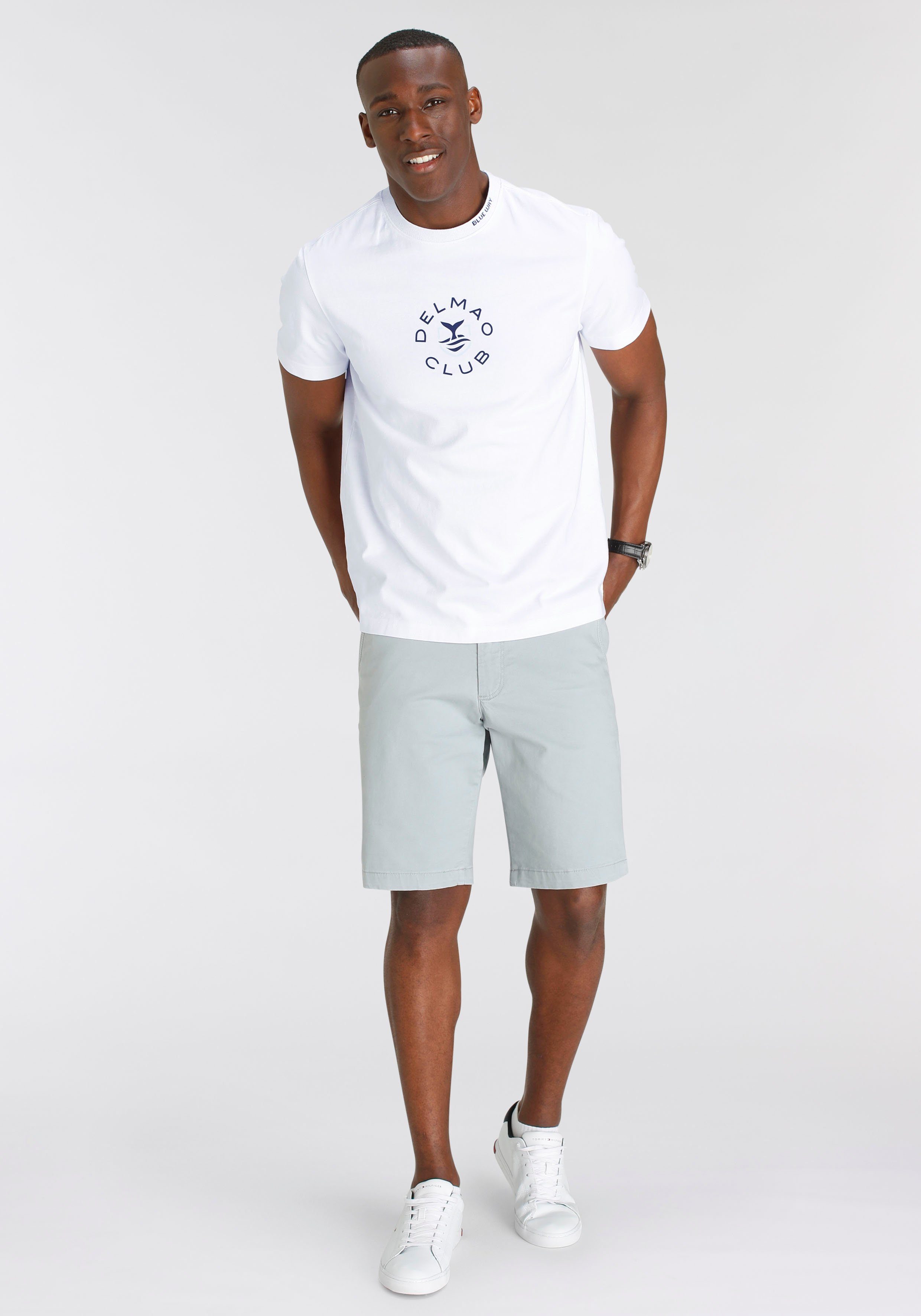 DELMAO T-shirt Korte mouw, casual pasvorm, met print en opschrift, ronde hals