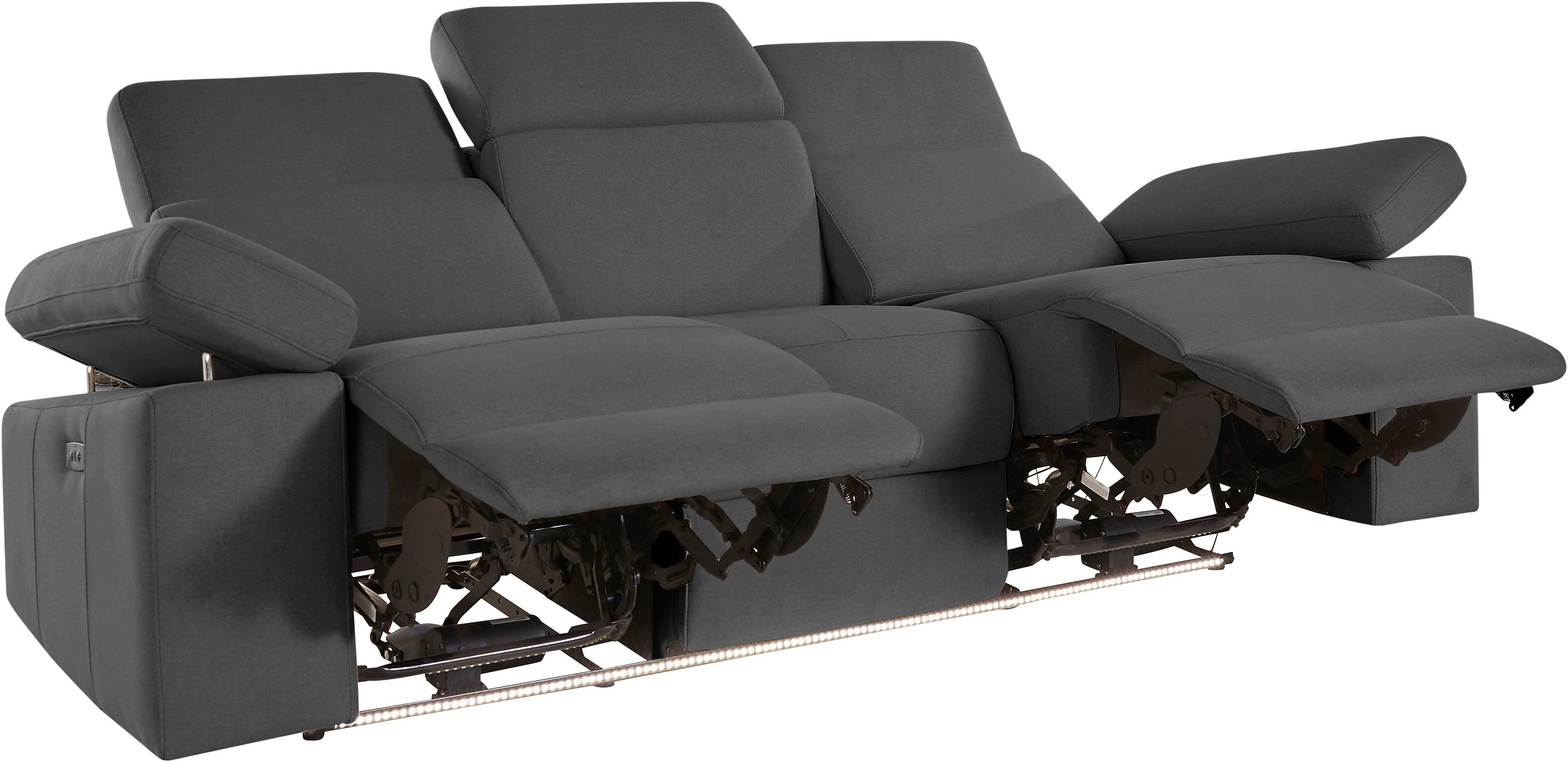 Places of Style 3-zitsbank Kilado met 2x relaxfunctie, verstelbare armleuning, verstelbare hoofdsteun