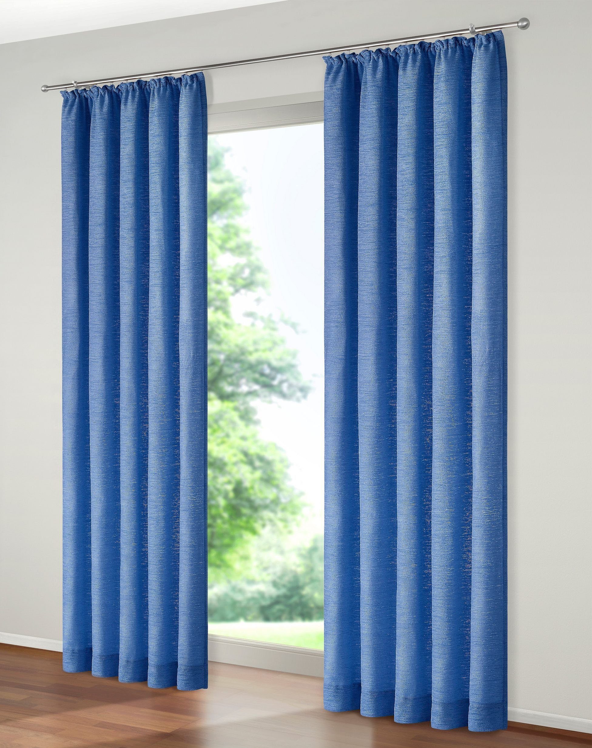 Wirth Gordijn Bachfeld (1 stuk) kant & klaar gordijnen maat 132 cm x 245 cm blauw