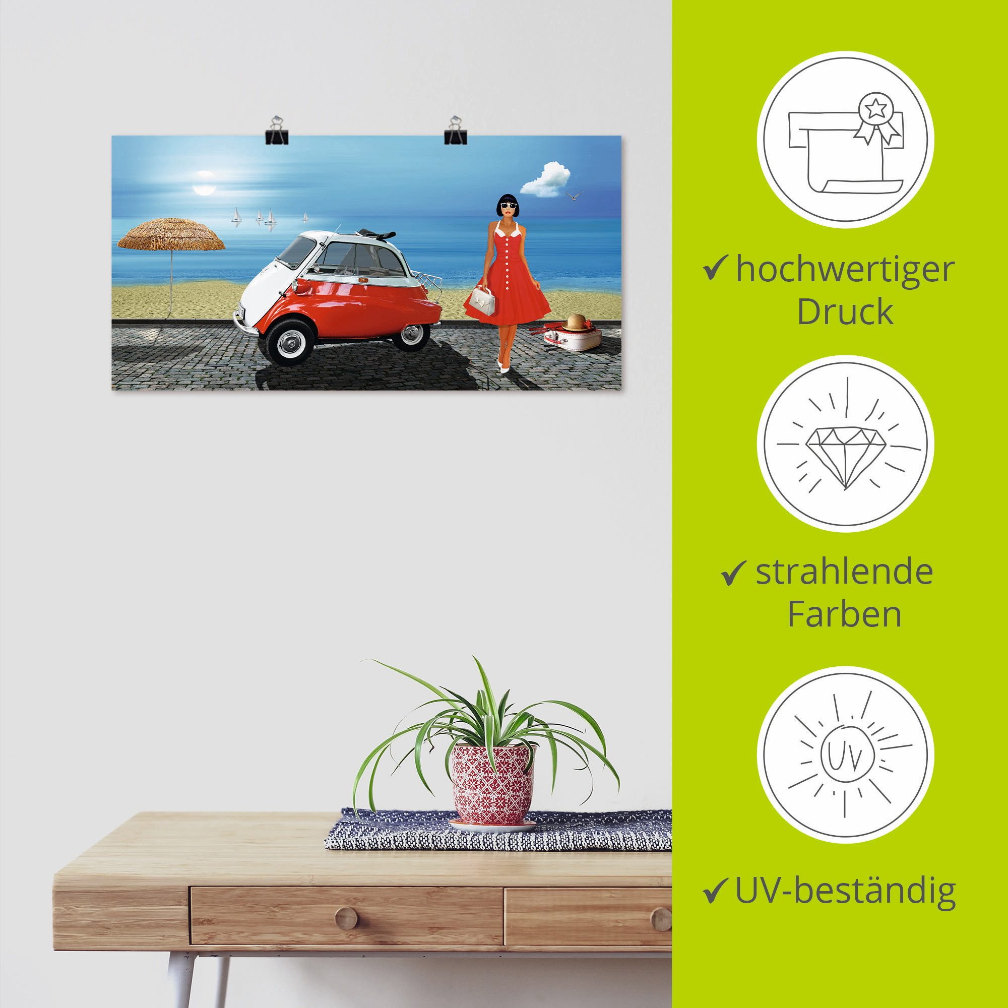 Artland Poster Vakantie in de jaren 60 als artprint op linnen, muursticker of poster in verschillende maten