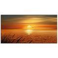 artland print op glas zonsondergang boven de zee (1 stuk) oranje