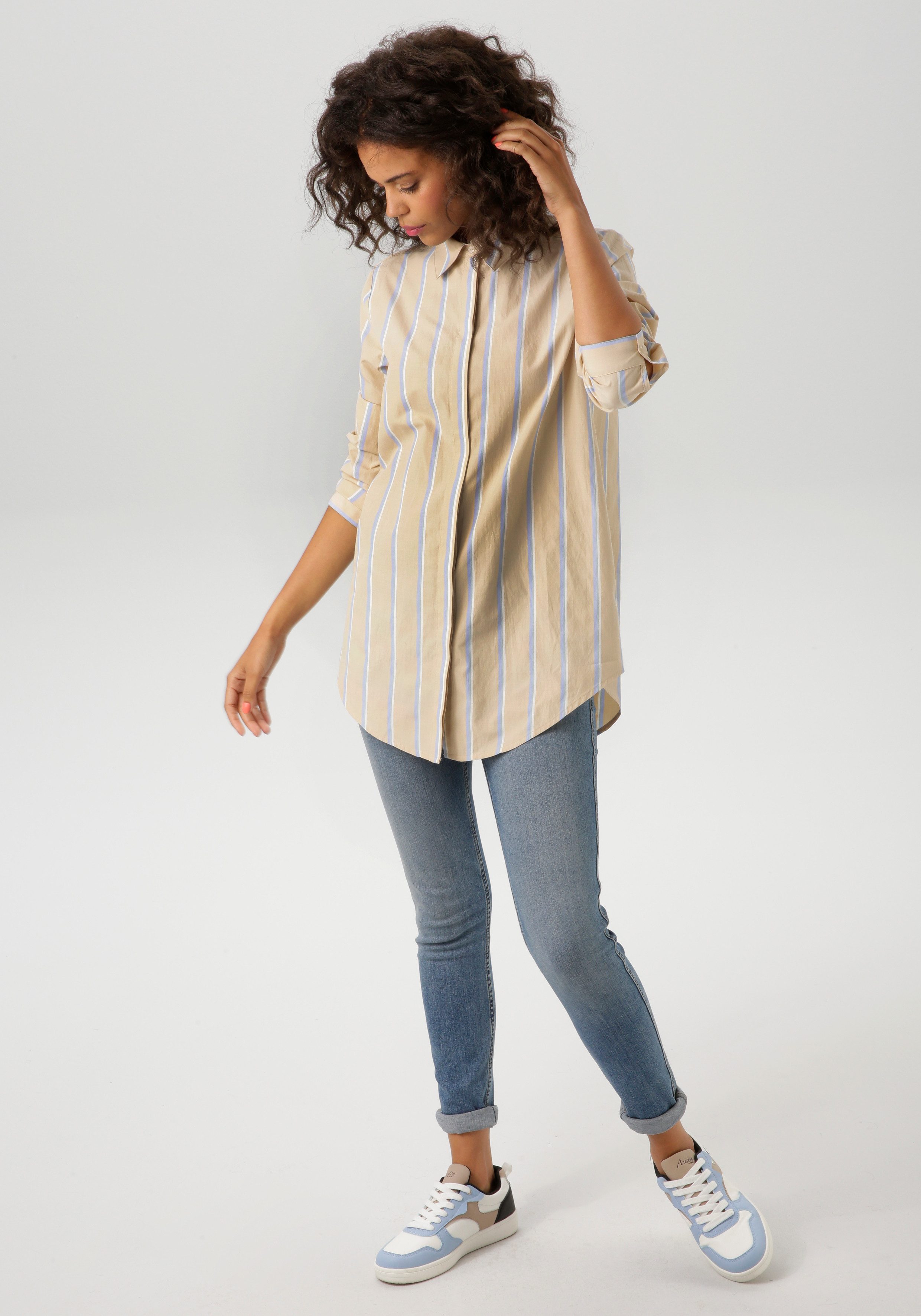 Aniston CASUAL Overhemdblouse in pastel gestreept dessin - nieuwe collectie