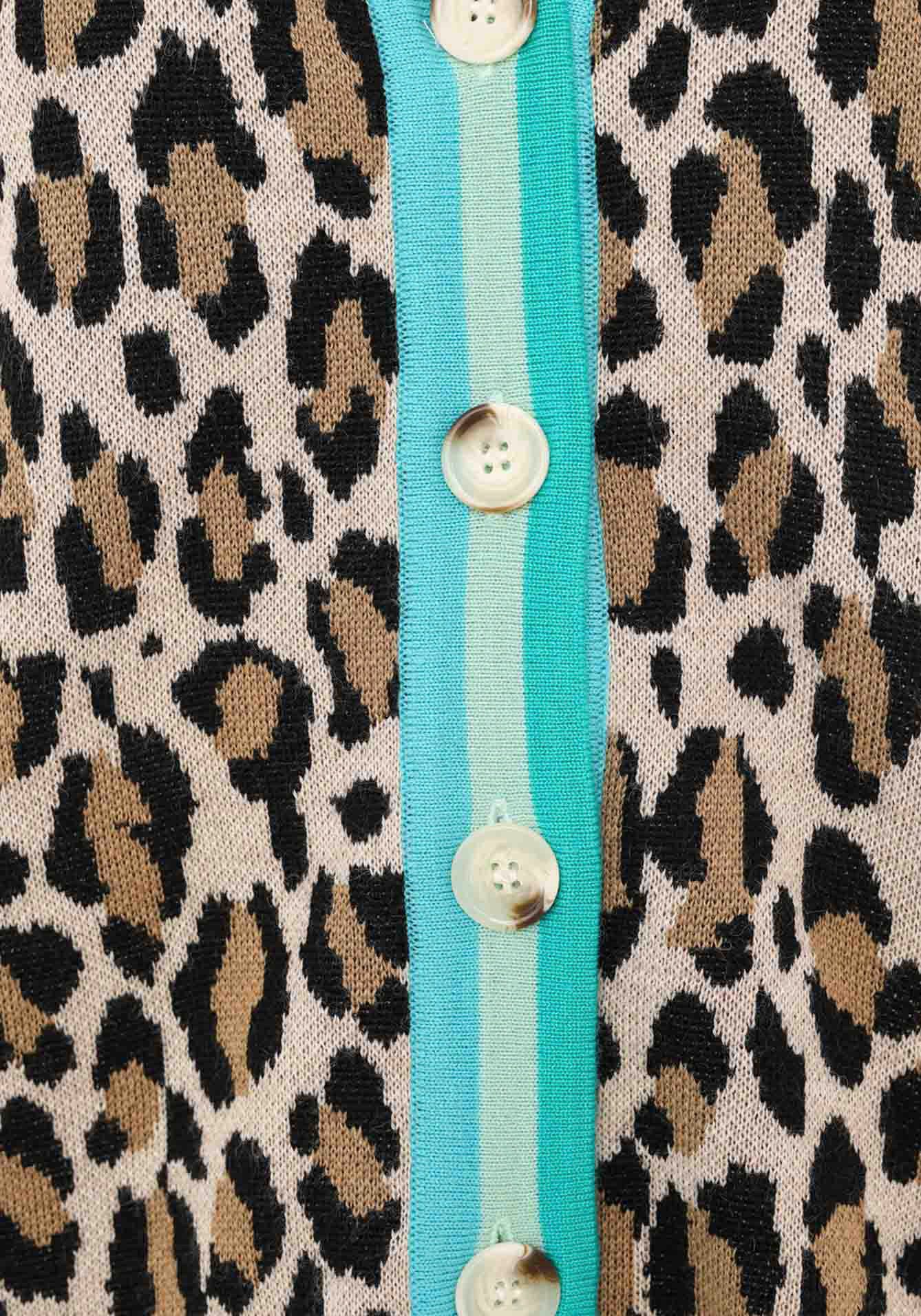 Zwillingsherz Cardigan Leo-strepen met knoopsluiting, wolpercentage en afgezette boorden
