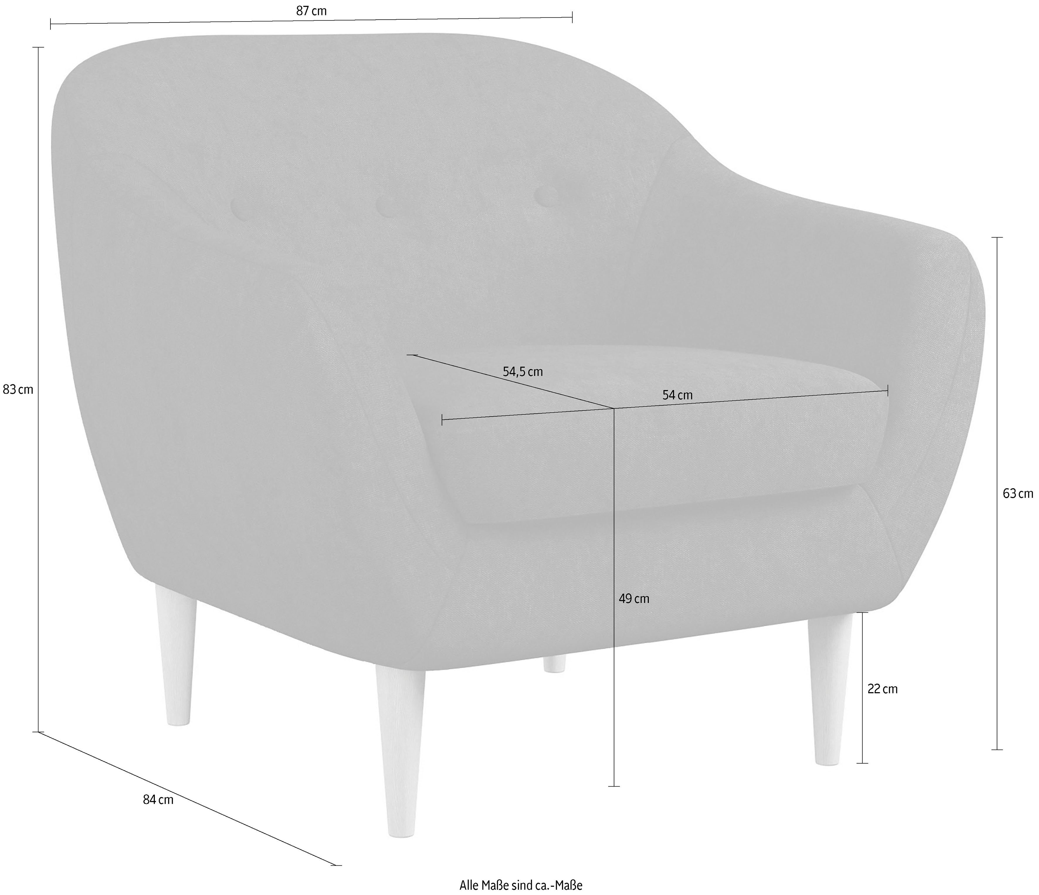 Home affaire Fauteuil Roni Zigzag vering voor een hoog zitcomfort, massief houten poten