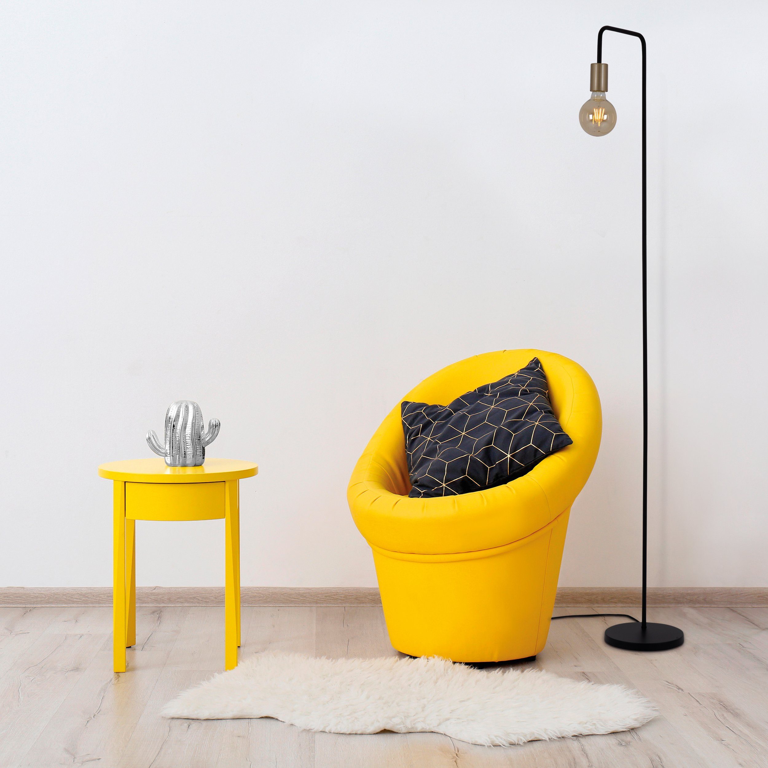 näve Staande lamp Modo E27 max. 40 W, zwart/goudkleur, voetschakelaar, h: 150 cm, b: 20,5 cm (1 stuk)