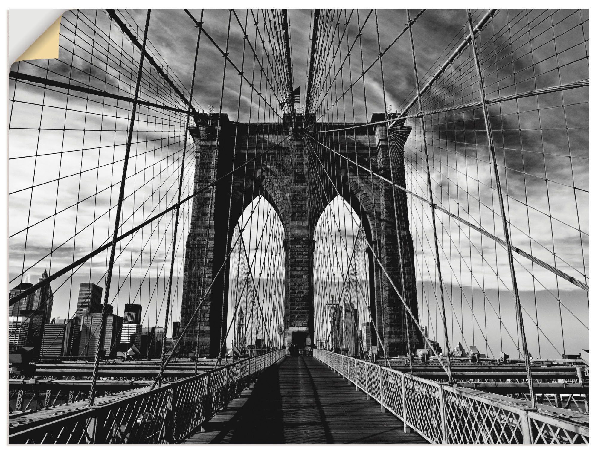 Artland Artprint Brooklyn Bridge - zwart/wit in vele afmetingen & productsoorten - artprint van aluminium / artprint voor buiten, artprint op linnen, poster, muursticker / wandfoli