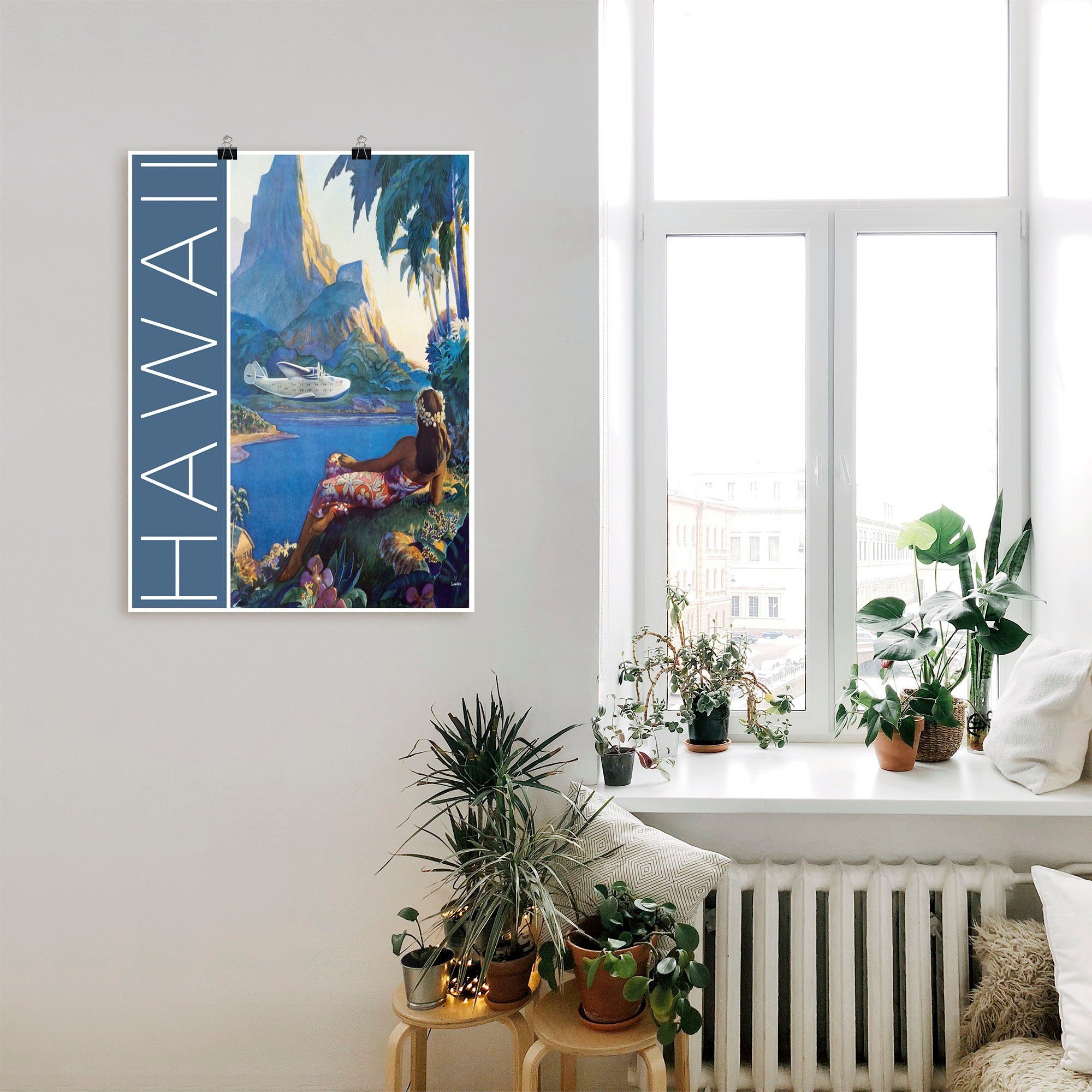 Artland Poster Hawaï Vintage reisaffiche als artprint van aluminium, artprint op linnen, muursticker of poster in verschillende maten