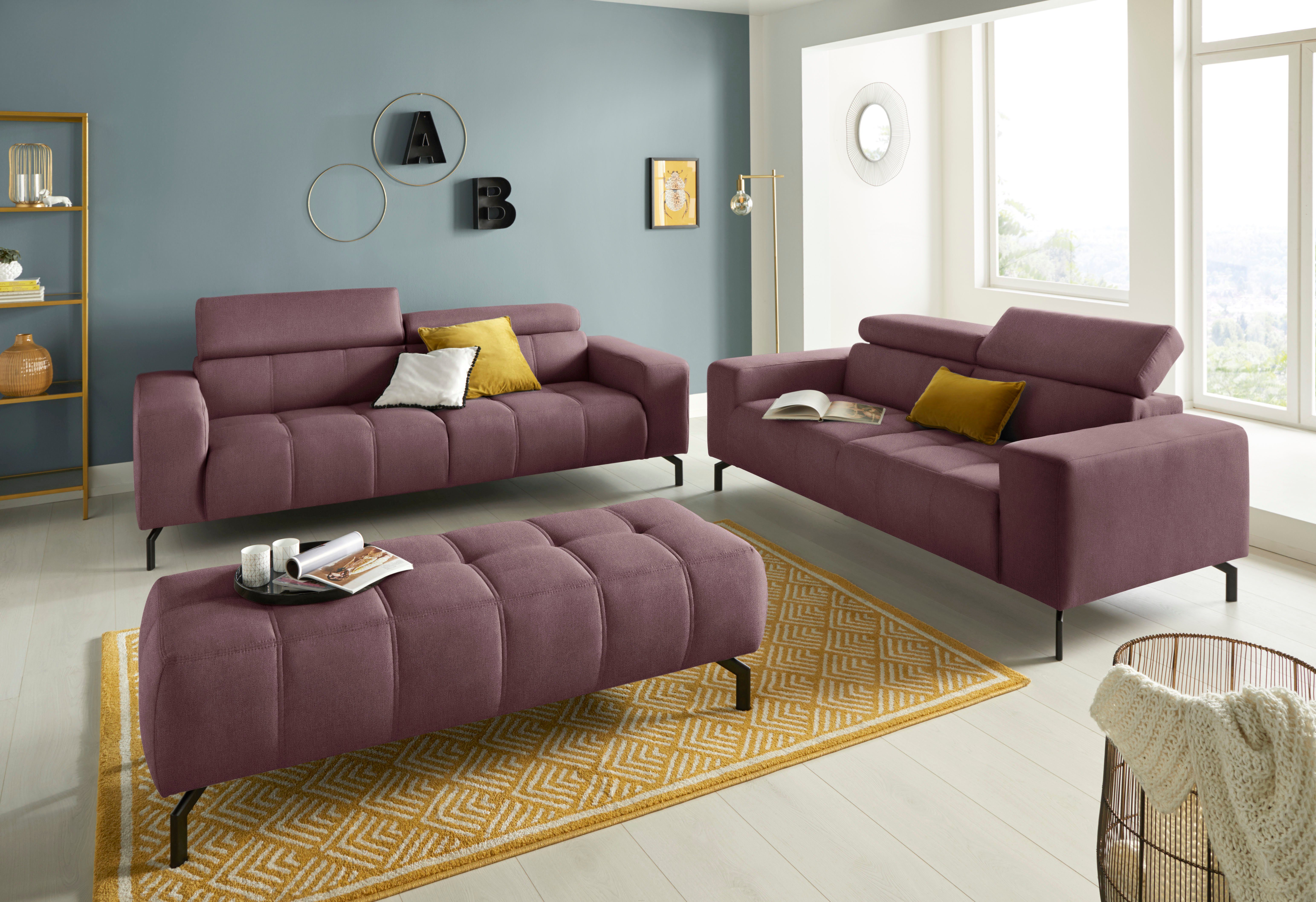 DOMO collection 2,5-zitsbank Cunelli tijdloos en elegant, moderne zitnaden als designelement,