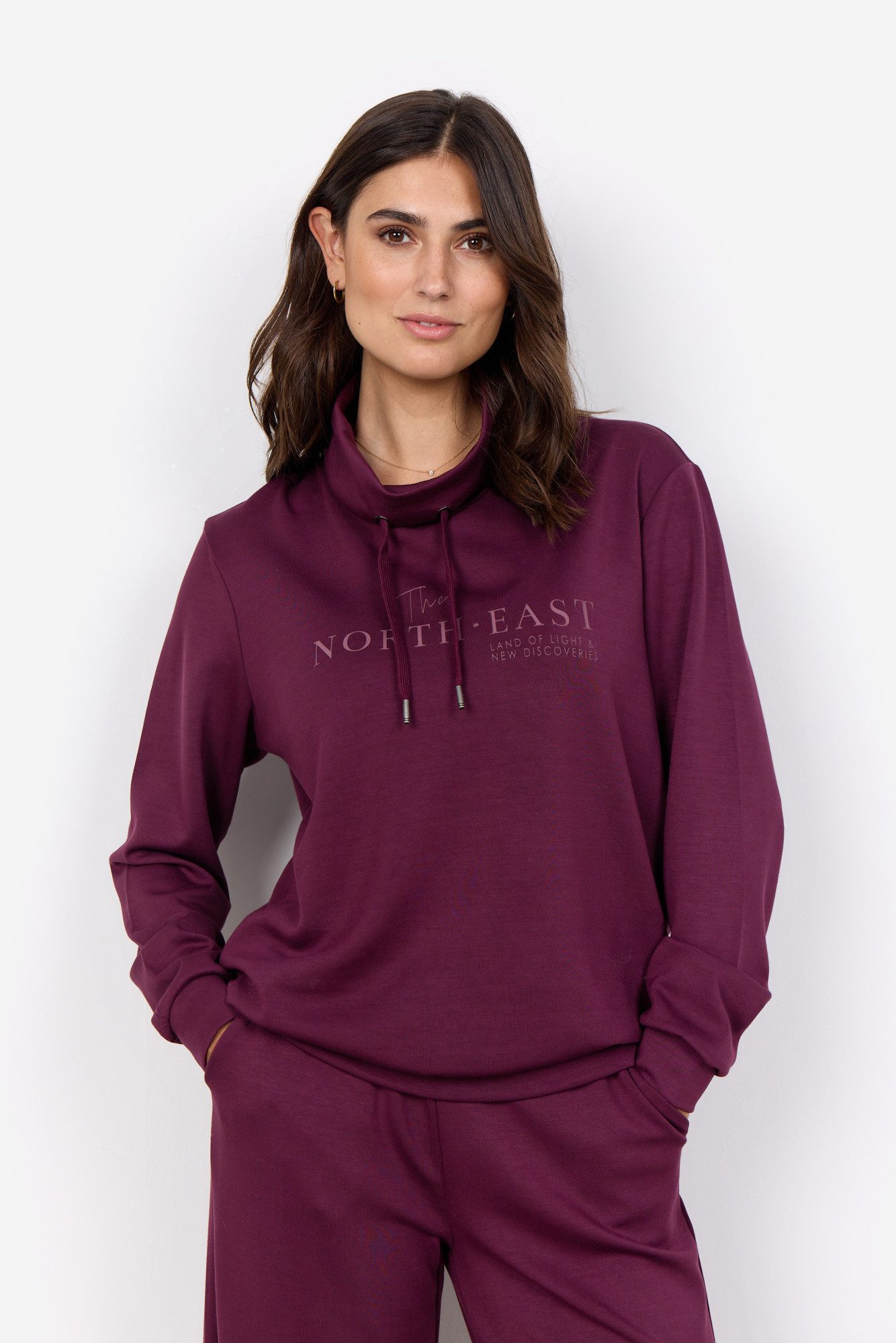 Soyaconcept trui met printopdruk aubergine