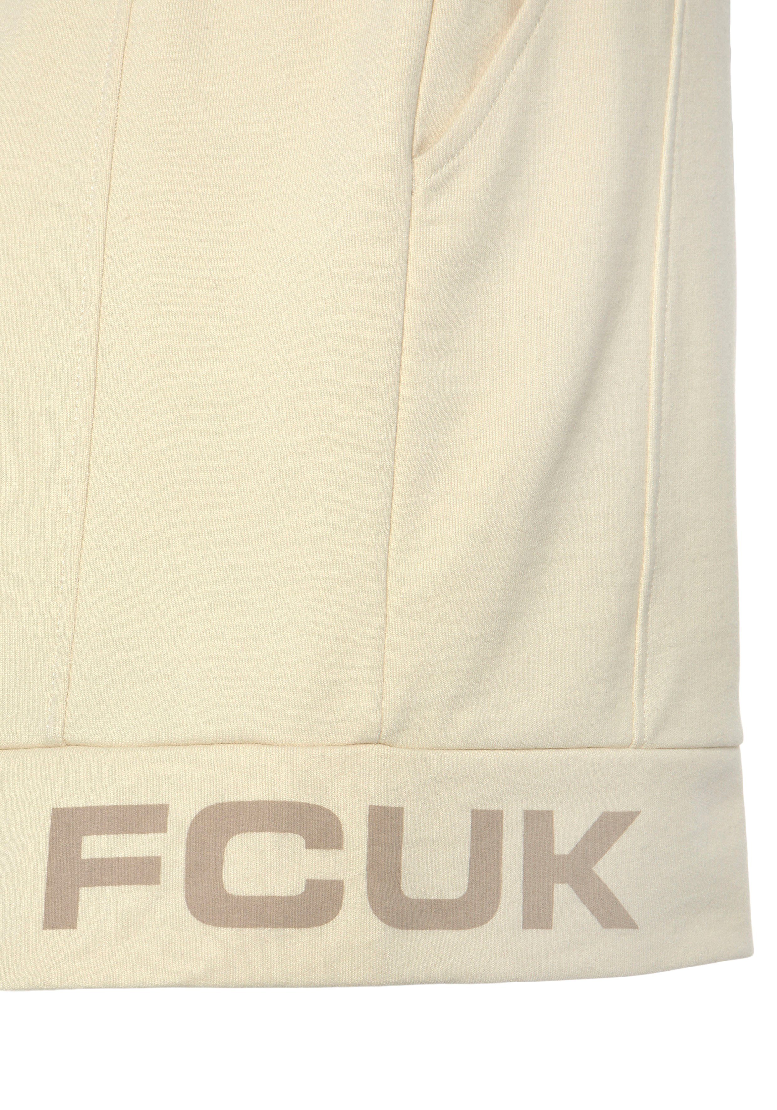 FCUK Sweatshort met lengte scheidingnaad en logo-opdruk, loungewear (1-delig)