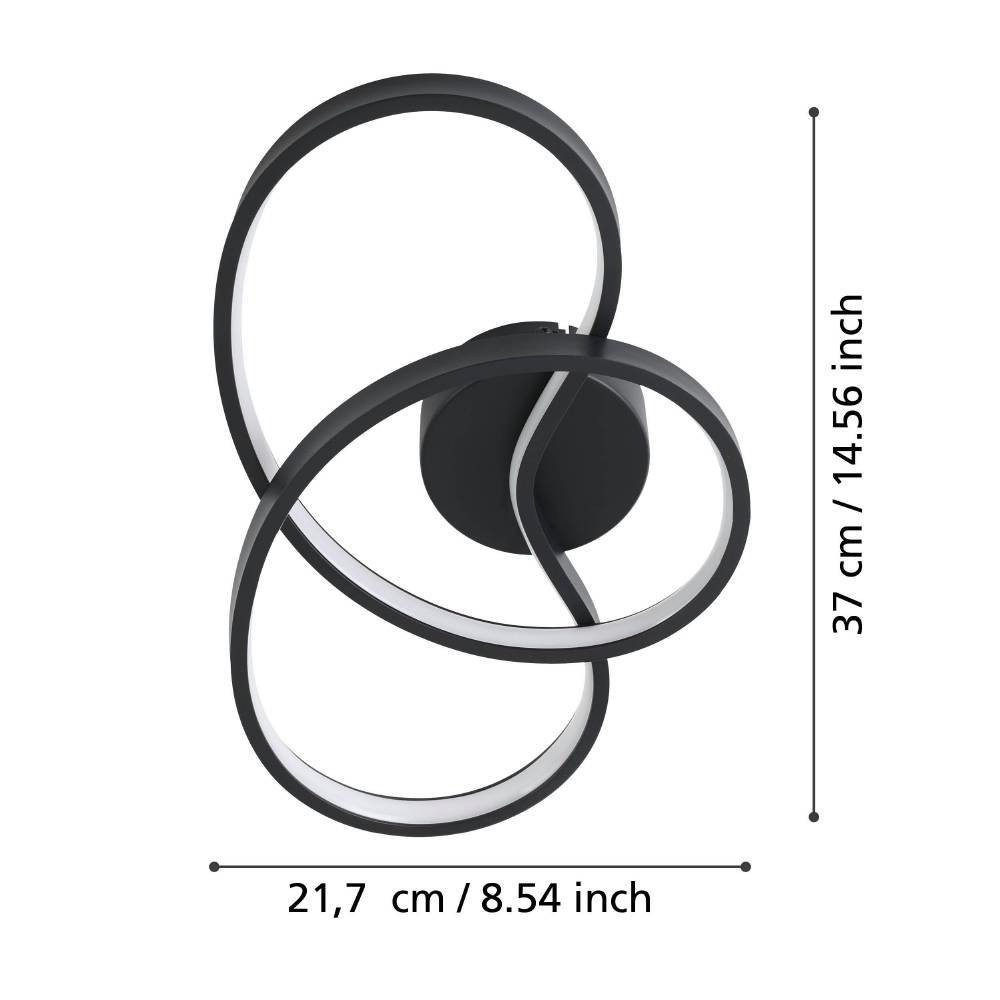 EGLO Wandlamp GIANELLA Wandlamp, wandverlichting, metaal in zwart, gang, woonkamer lamp (1 stuk)