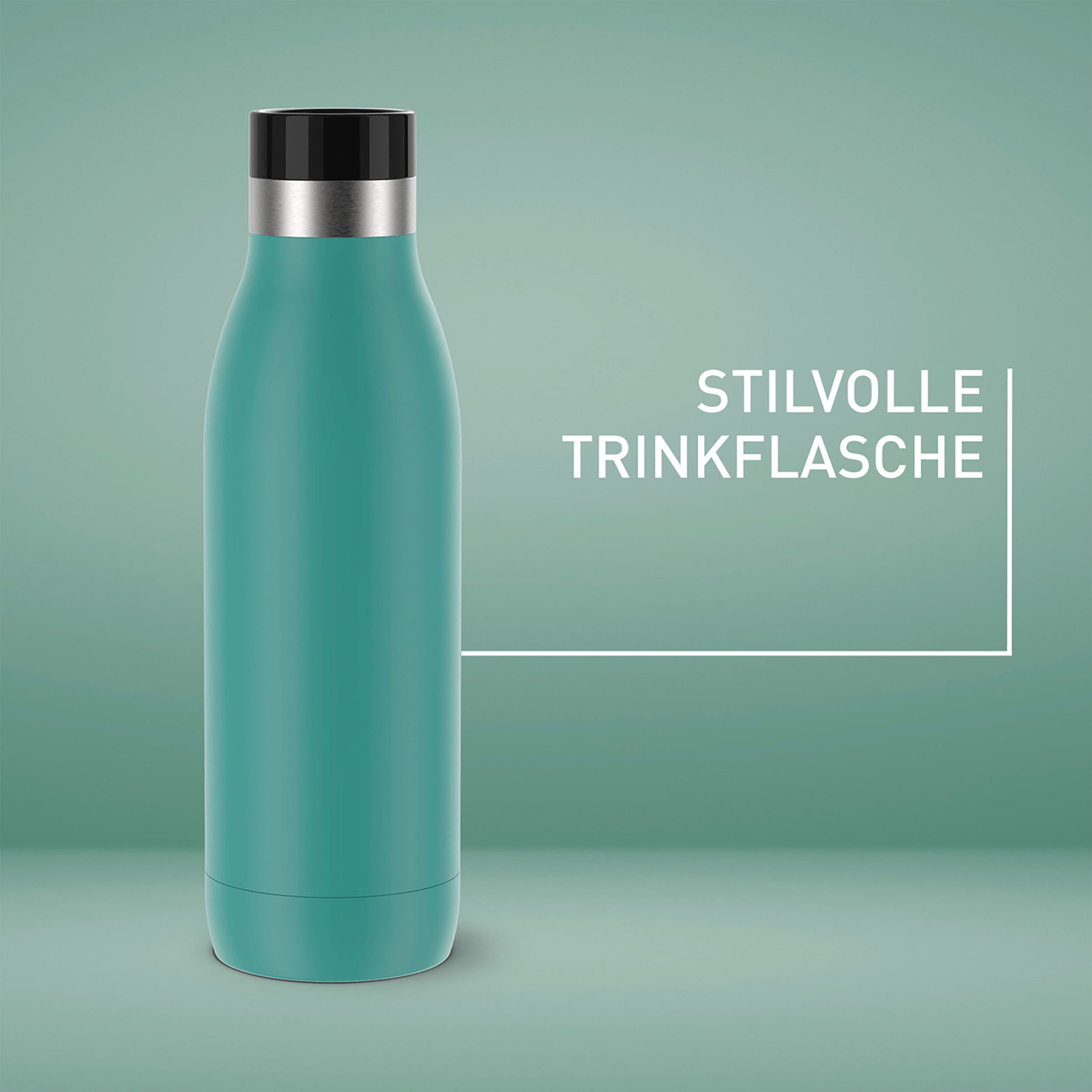 Emsa Thermosfles Drinkfles Bludrop Roestvrij staal, Quick-Press deksel, 360° drinkplezier, 12 uur warm/24 uur koel (1-delig)