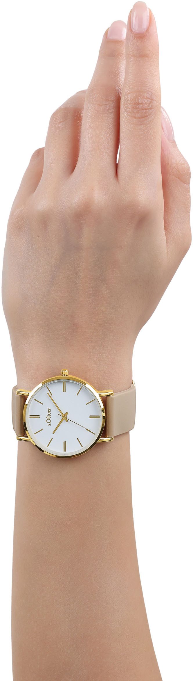 s.Oliver Kwartshorloge Horloge, dameshorloge, analoog, siliconen band