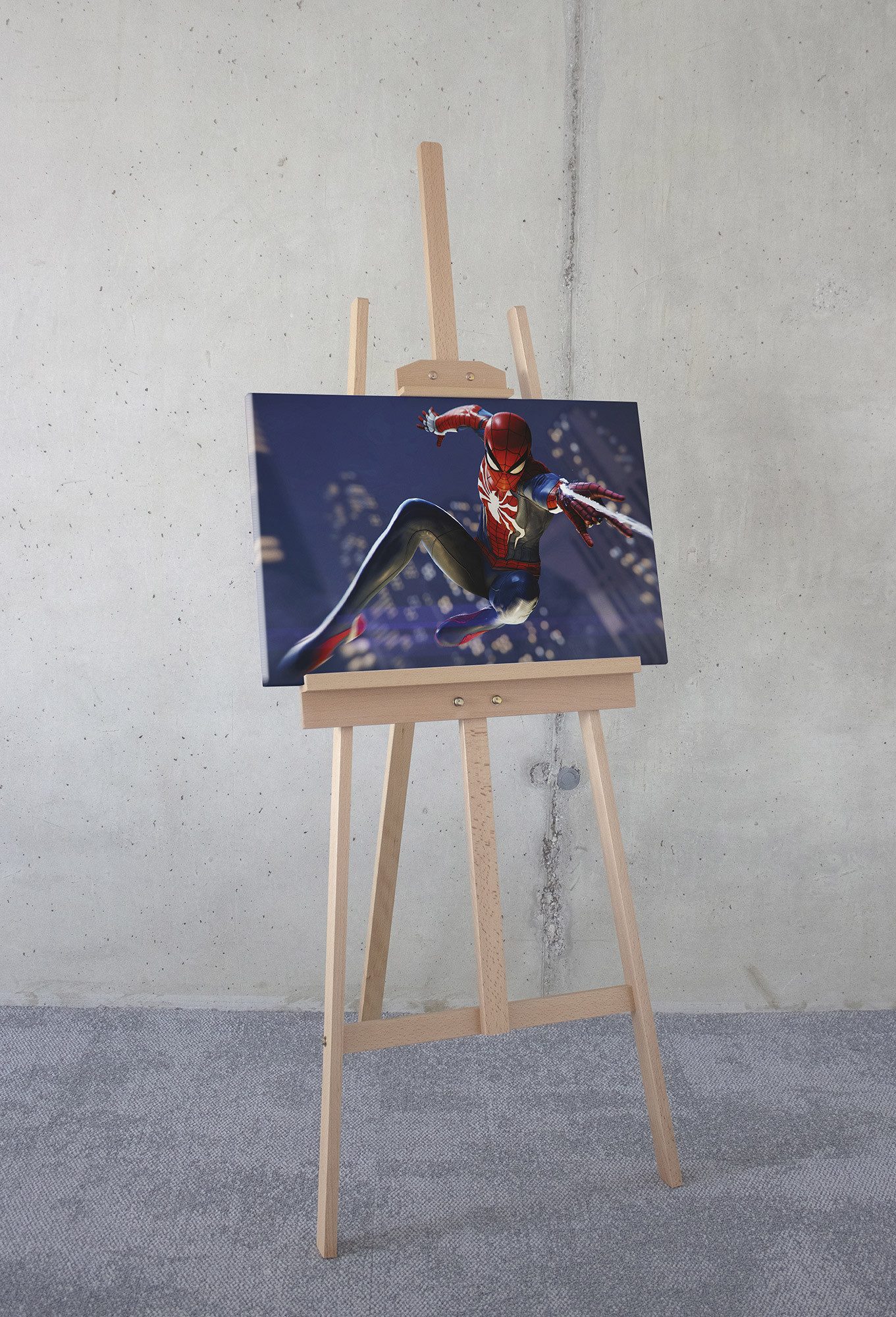Komar Artprint op linnen Marvel Spider-Man Web Shoot 60 x 60 cm (breedte x hoogte) - kinderkamer, decoratie (1 stuk)
