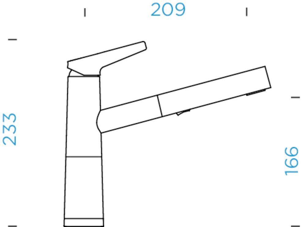 Schock Keukenkraan SC-510 SB uitschuifbaar, straal-douche, terugstroombegrenzer, draaibereik 120°