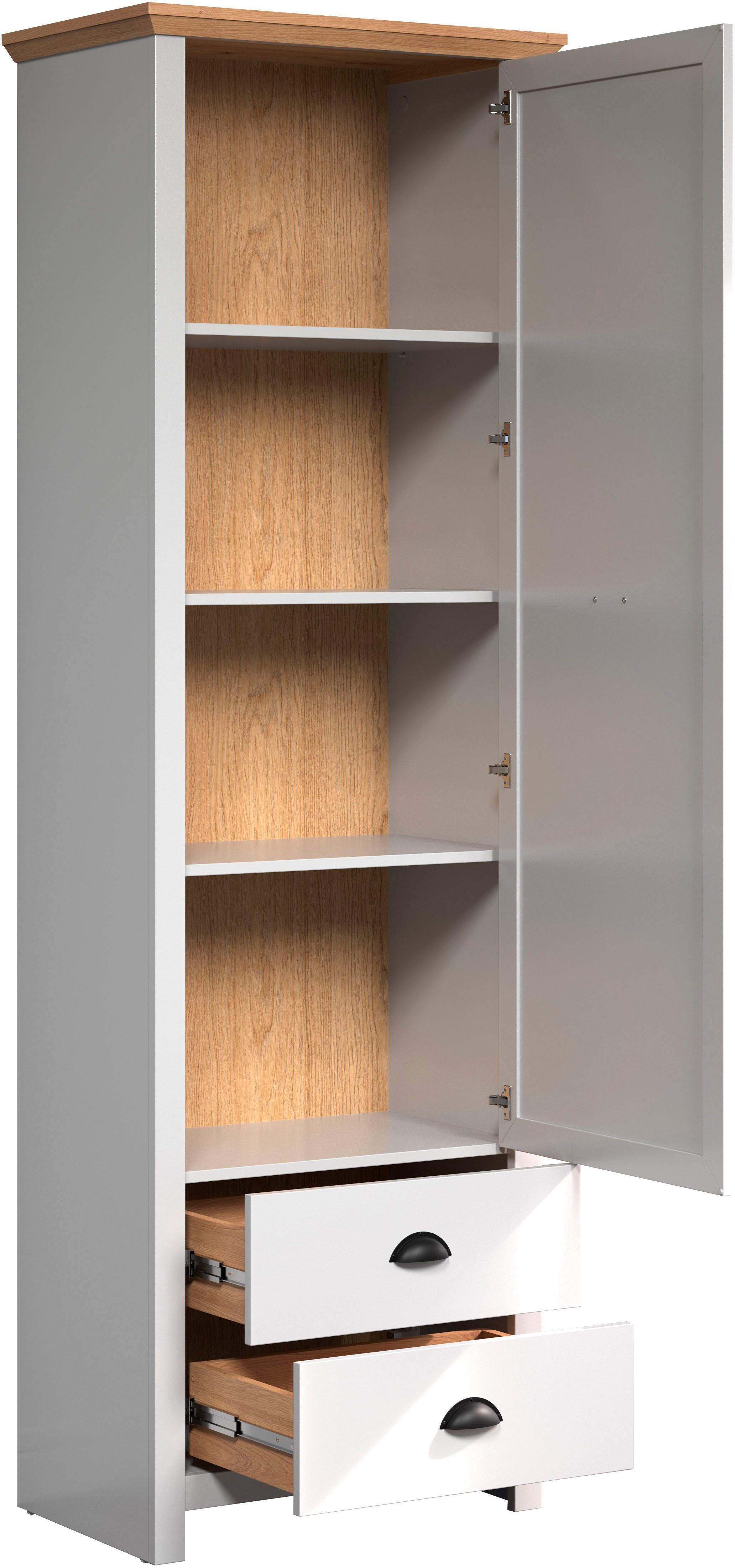 Home affaire Kledingkast Herzwill Kledingkast, grijs, eiken, garderobestang, BxHxD ca.: 65x201x41 cm