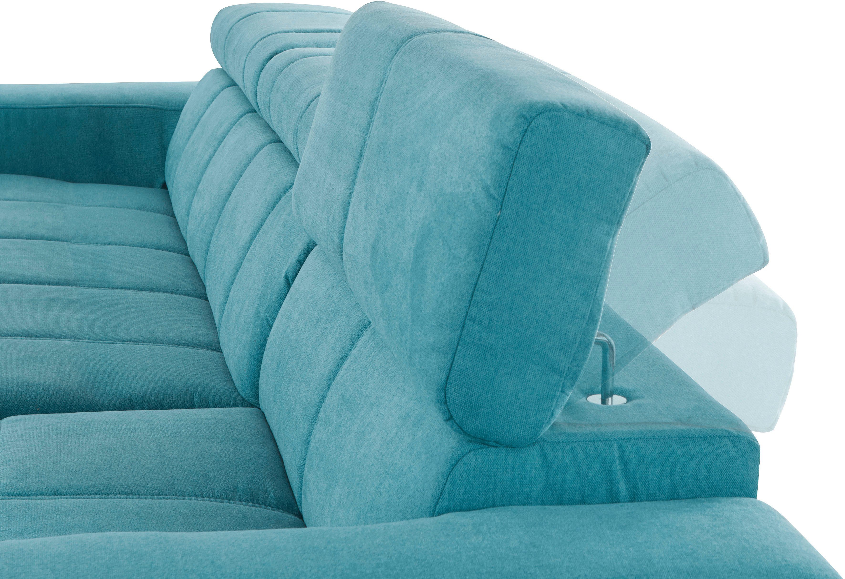 DOMO collection Hoekbank Brandon B/D/H: 289/177/80 cm, keuze met zitdiepteverstelling, L-vorm
