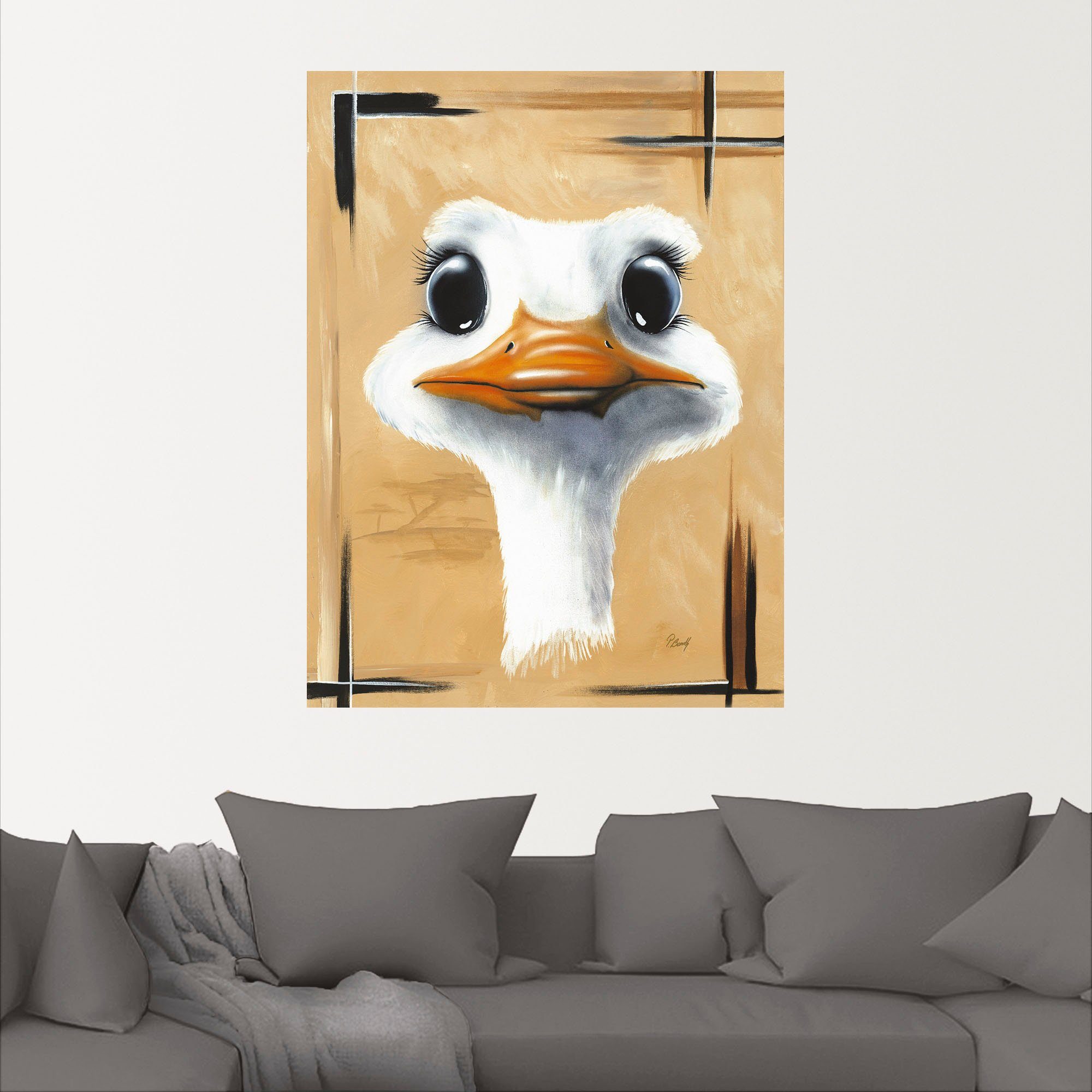 Artland Artprint Vrolijke struisvogel als poster, muursticker in verschillende maten