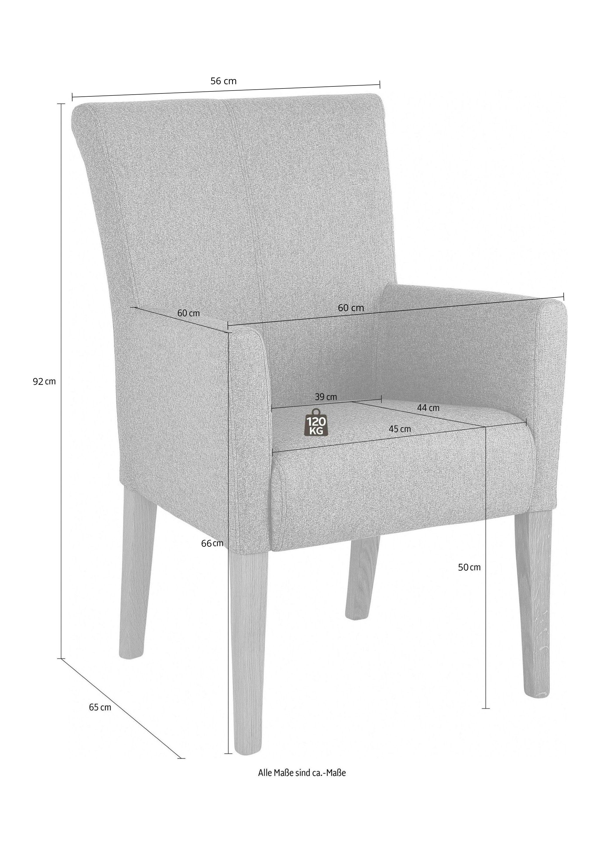 Home affaire Eetkamerstoel King Gestoffeerde stoel, fauteuil, massief houten frame