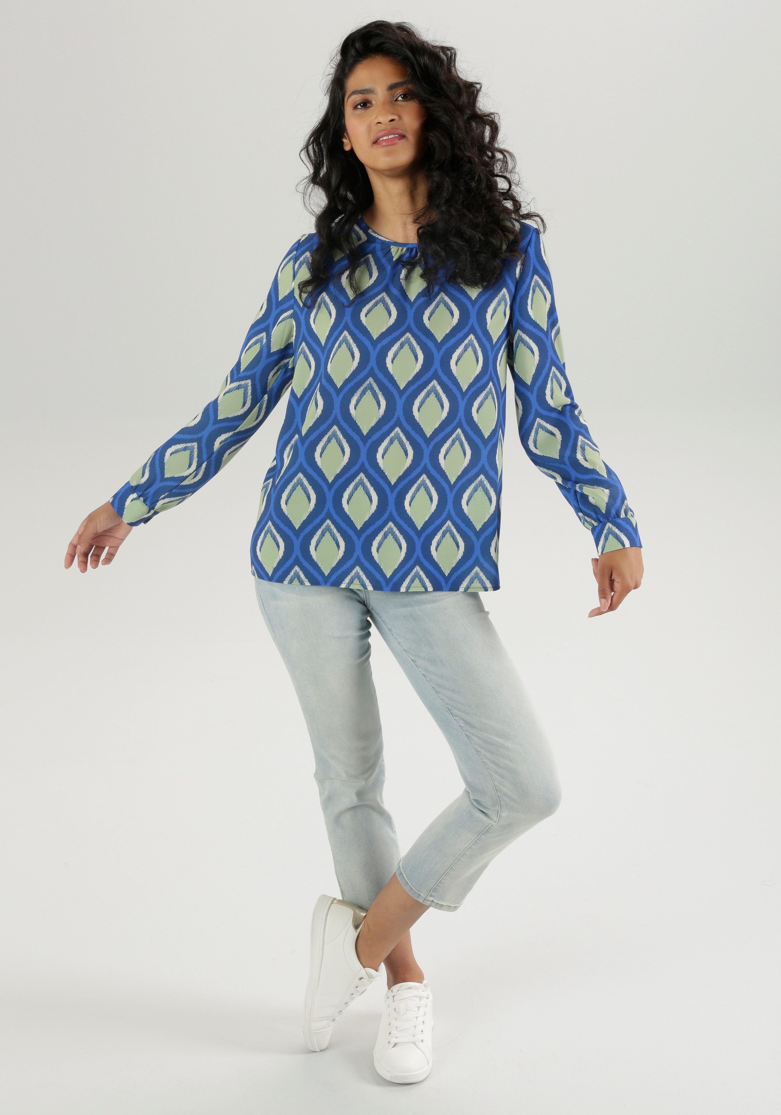 Aniston SELECTED Blouse zonder sluiting met split en bindband op de rug