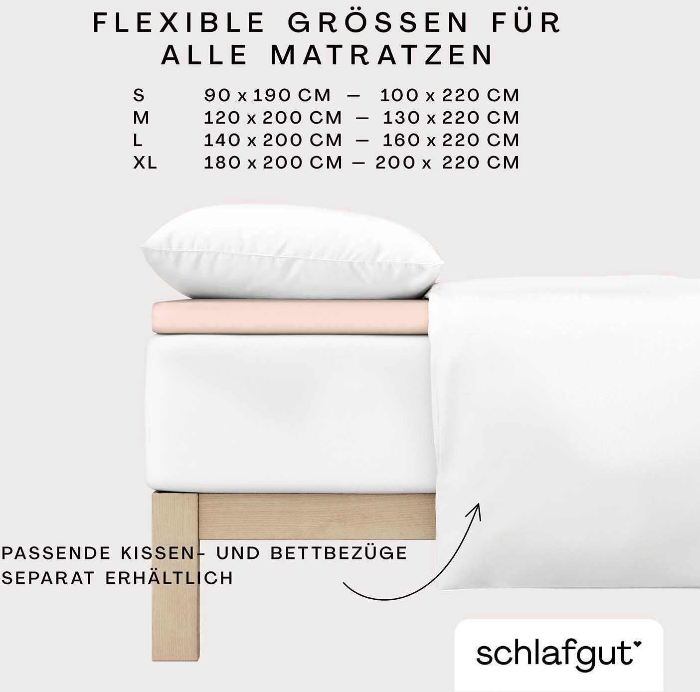 Schlafgut Hoeslaken PURE TOPPER in maat 90x200, 140x200 of 180x200 cm, hoes voor topper van 100% biologische katoen, voor matrassen tot 10 cm hoogte, beddengoed (1 stuk)