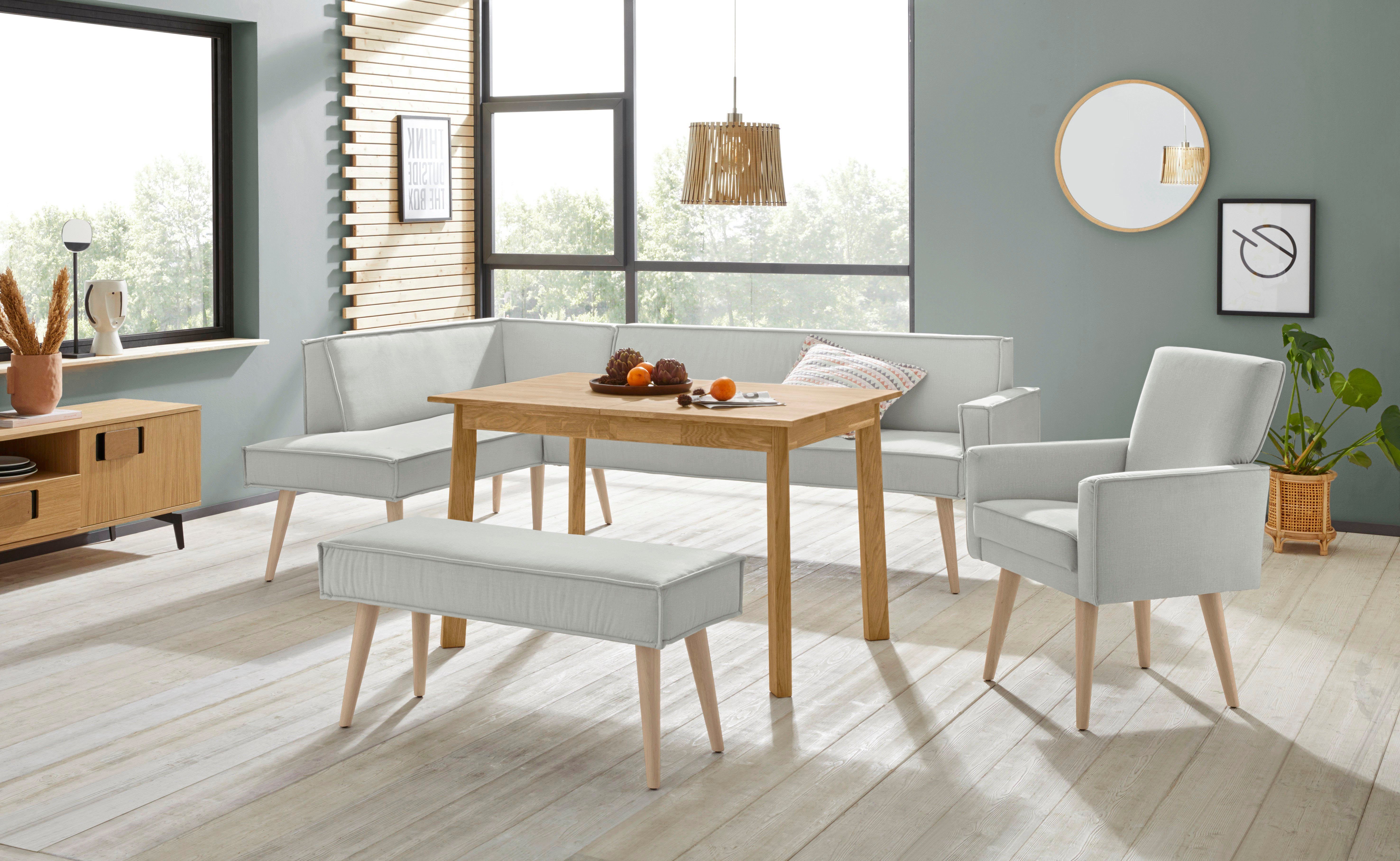 exxpo - sofa fashion Hoekbank Lungo, moderne paspelnaad, comfortabel en elegant, hoge houten voet