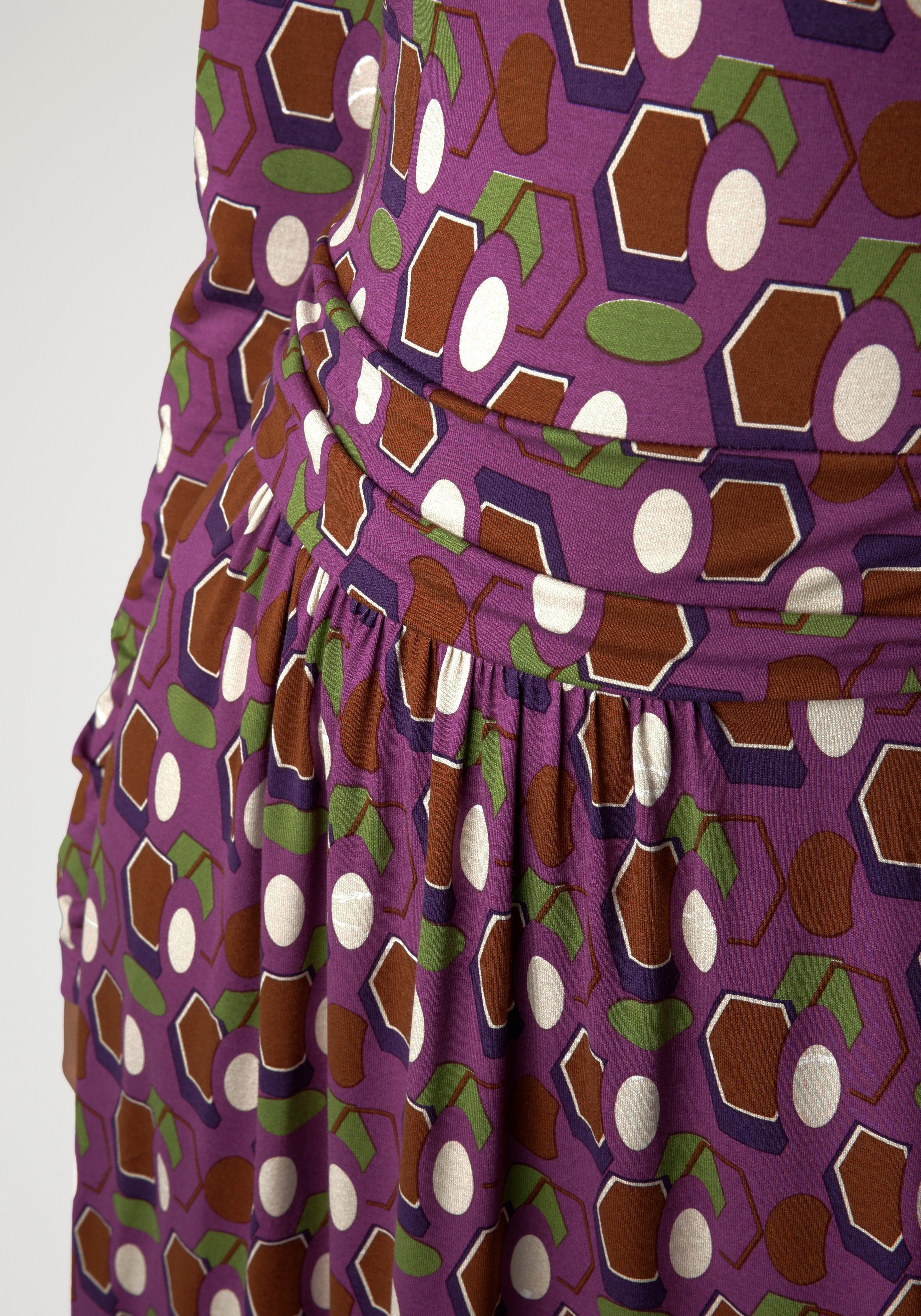 Aniston SELECTED Jerseyjurk met geometrisch patroon en geplooide taille nieuwe collectie
