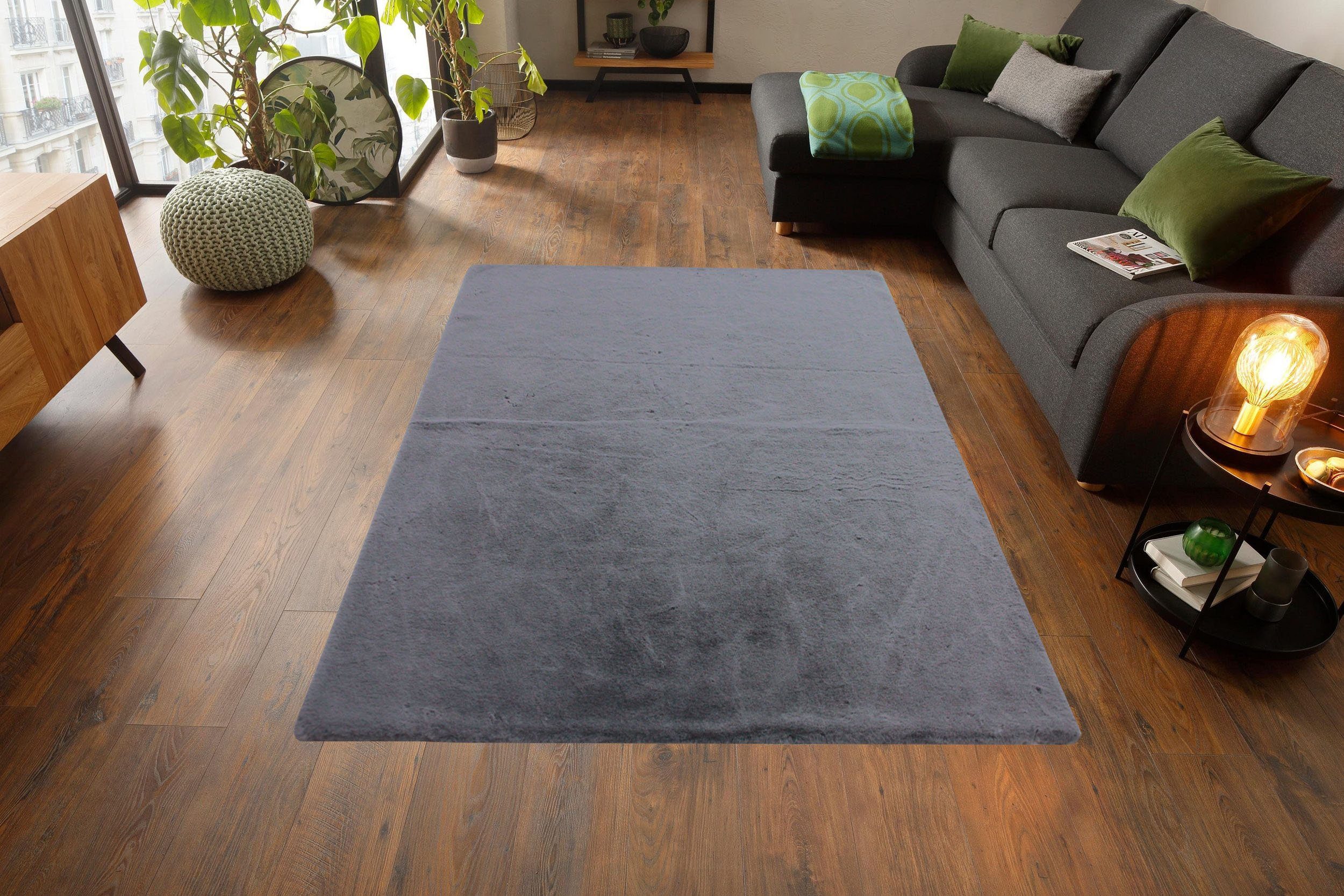 andas Vachtvloerkleed Mombert Konijnenbont-gevoel, imitatiebont, zacht, woonkamer, slaapkamer