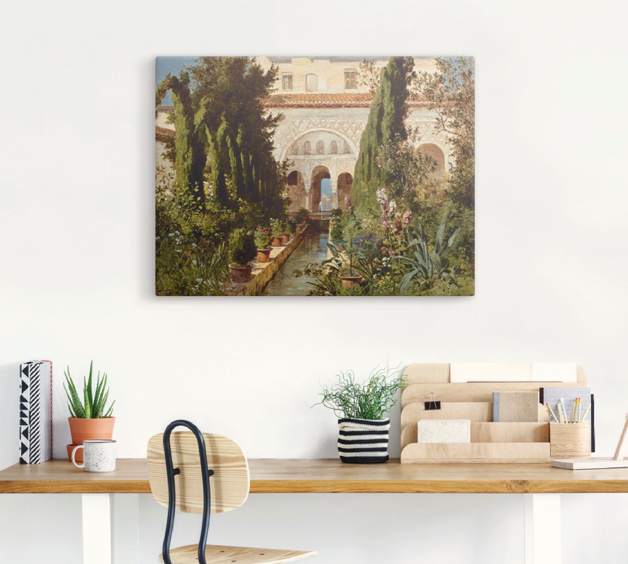 Artland Artprint op linnen De tuin van de Generalife bij Granada