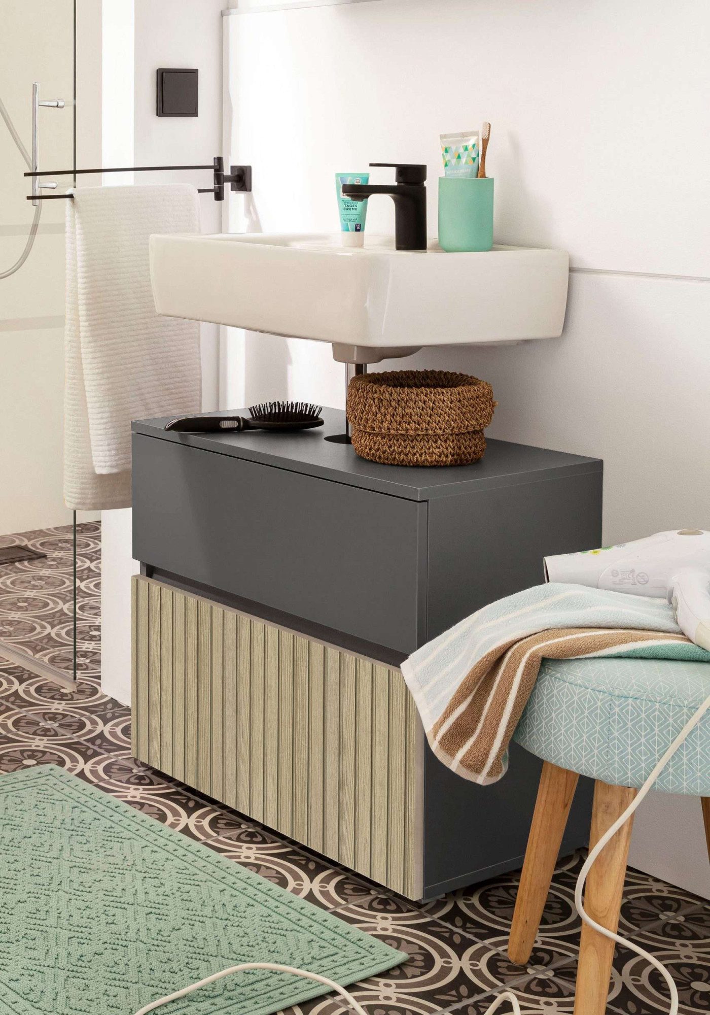 Home affaire Wastafelonderkast Wisla Sifon uitsparing, push-to-open functie, breedte 60 cm, hoogte 55 cm