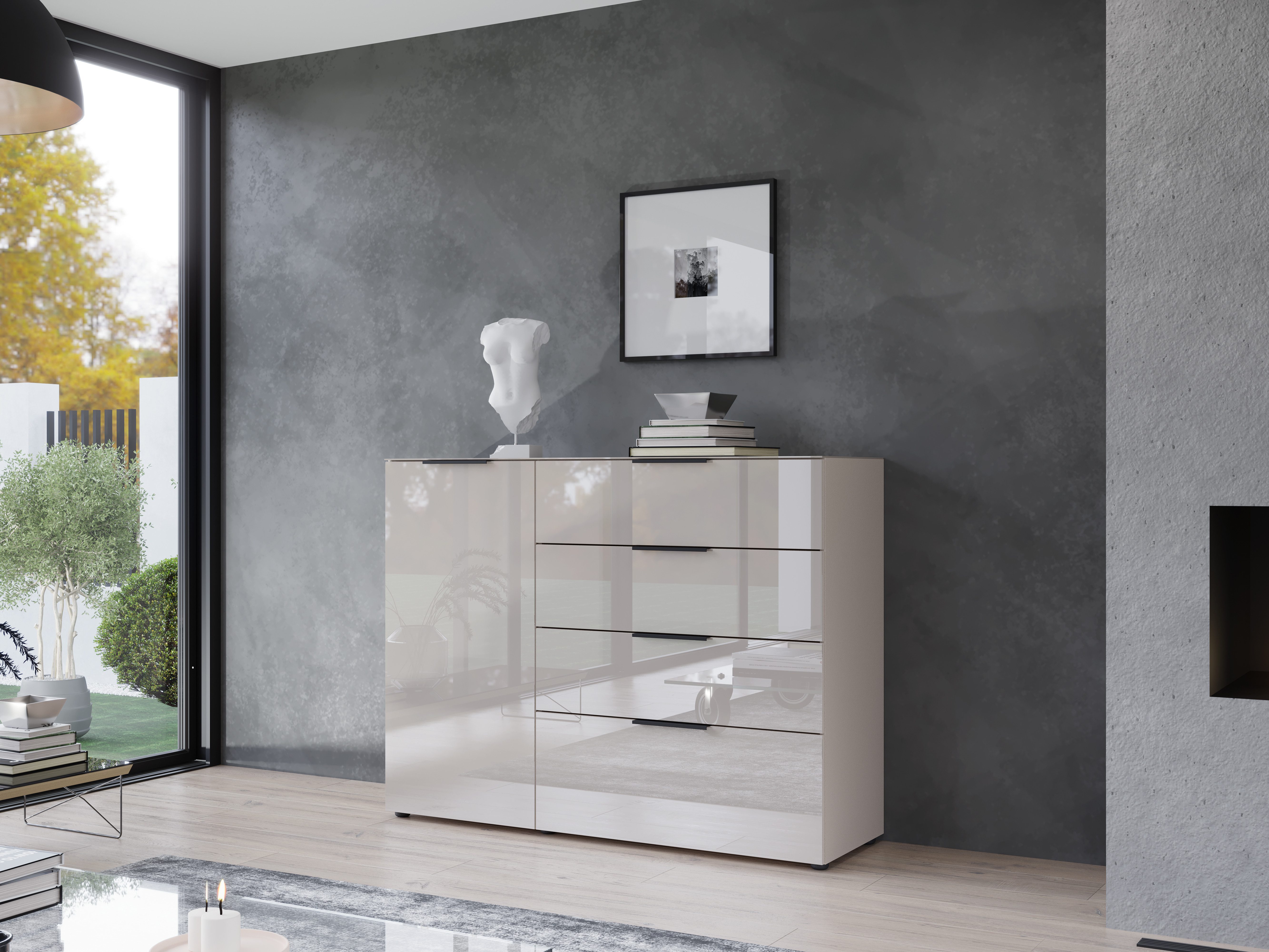 GERMANIA Dressoir OAKLAND in 2 breedten, fronten en bovenblad met glas-inlay