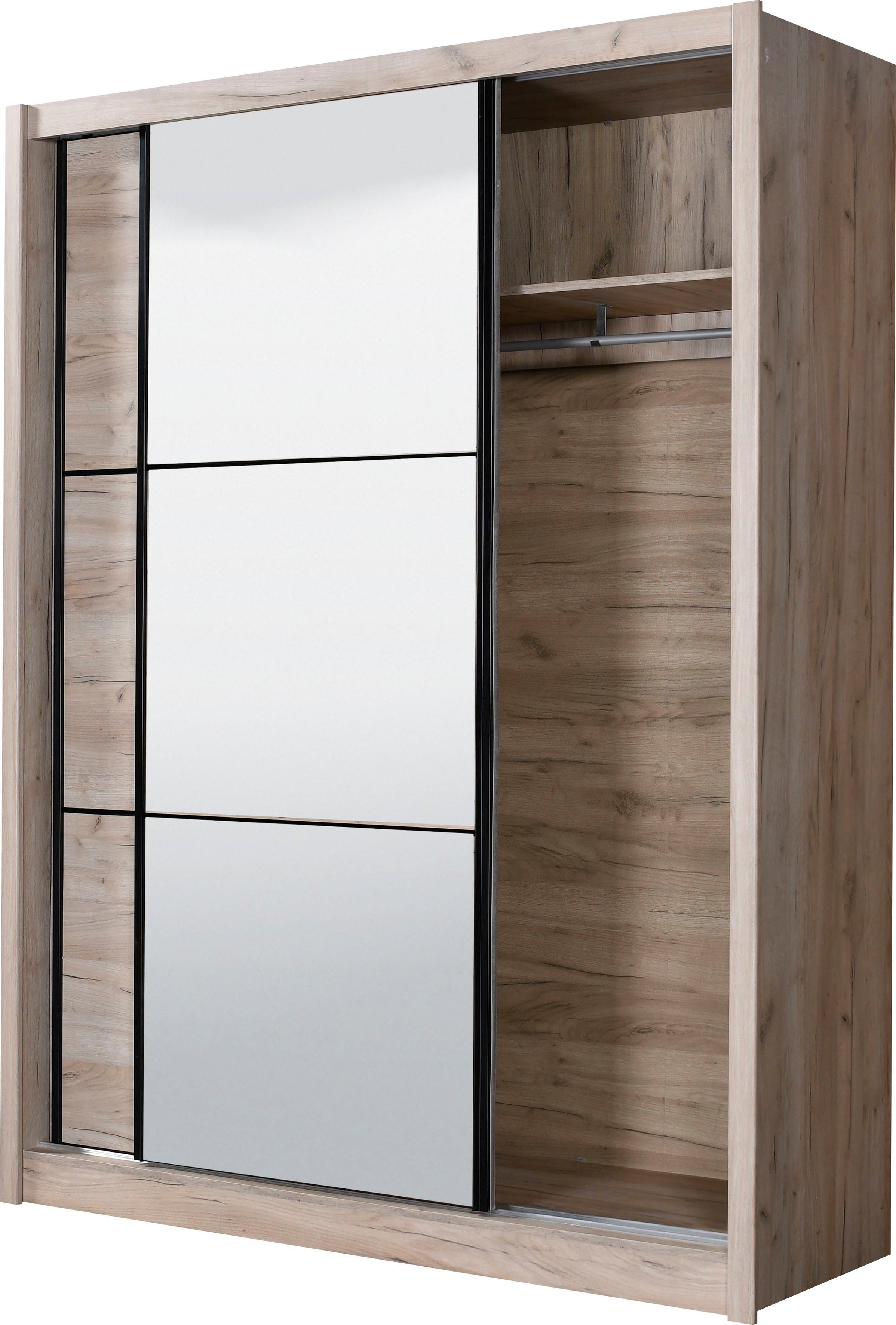 INOSIGN Zweefdeurkast Navara kledingkast met spiegel linnenkast garderobe met royale binnenuitrusting, fsc®-gecertificeerd, in 3 breedtes