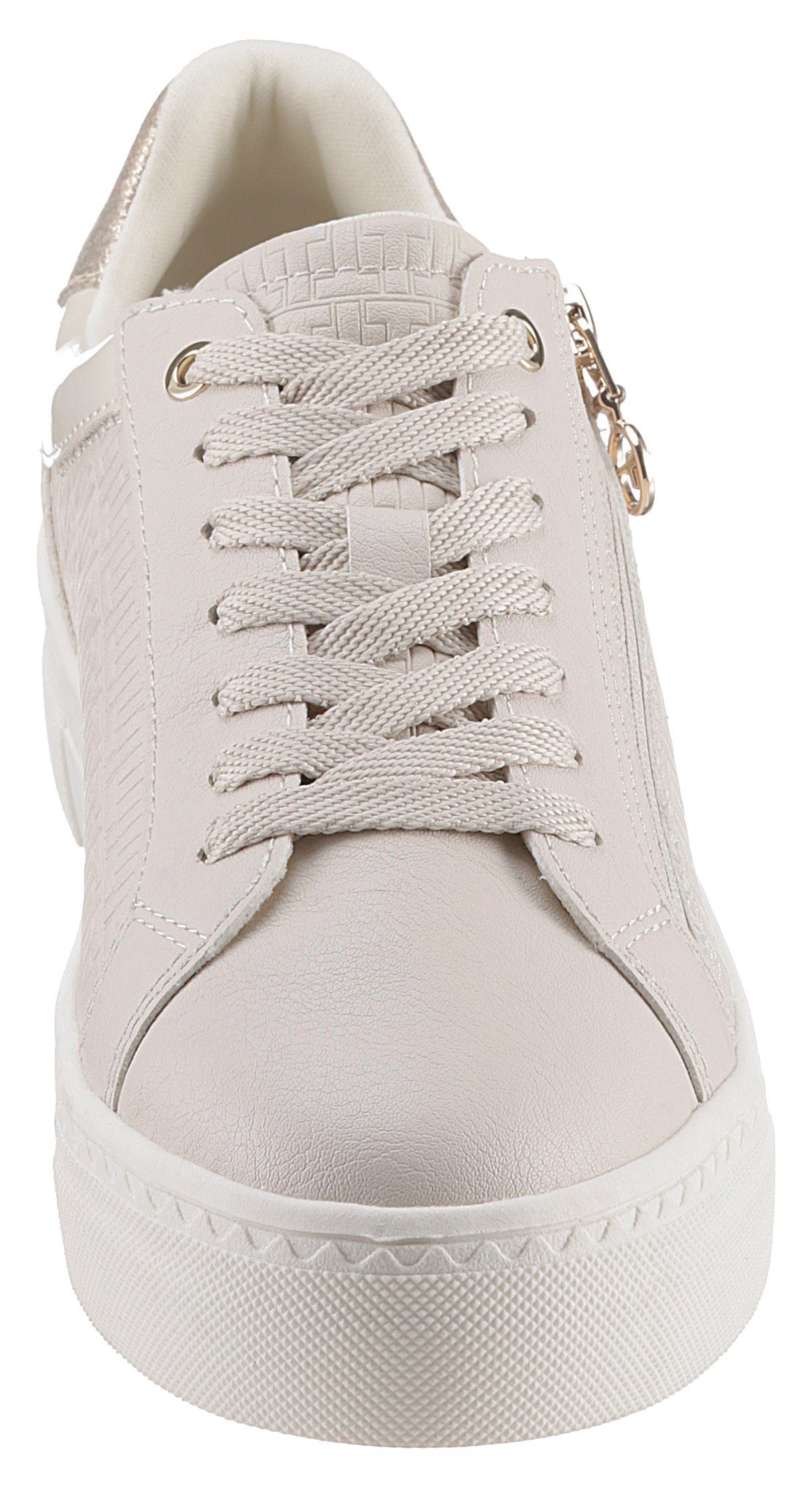 Tamaris Plateausneakers vrijetijdsschoen, lage schoen, veterschoen in vegan uitvoering