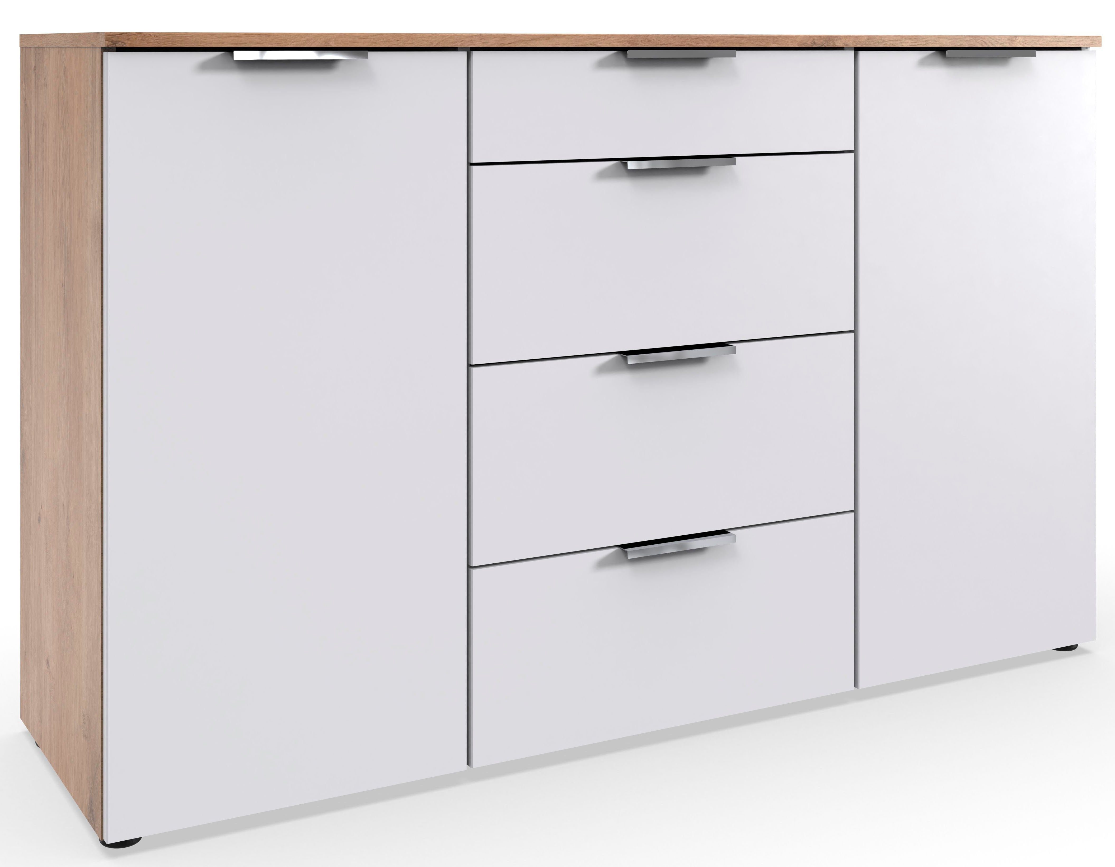 wimex kast met laden en deuren level by fresh to go 2-deurs, met 4 laden en soft-close functie, 135 cm breed beige