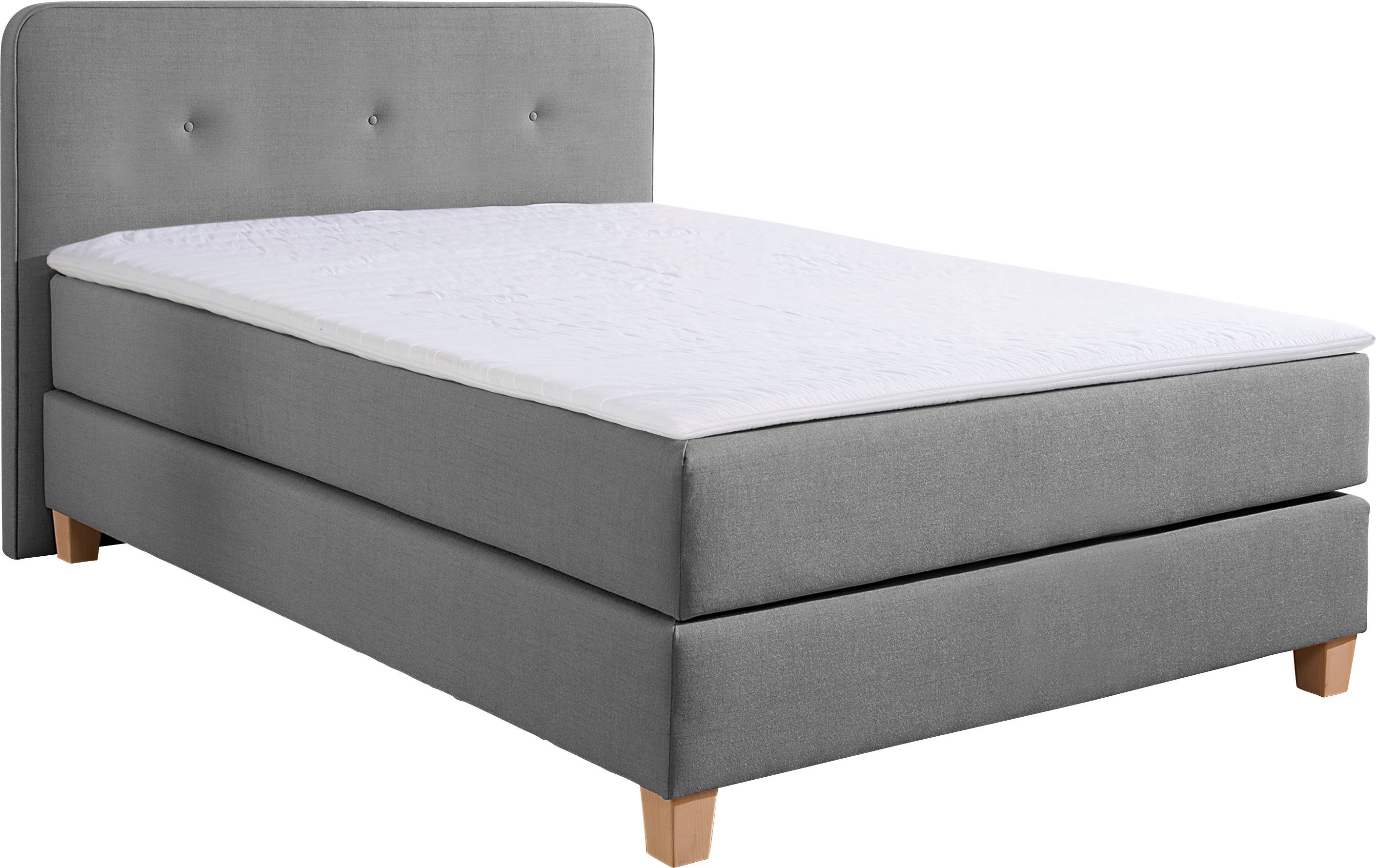 Home affaire Boxspring Fargo inclusief topper, in 3 soorten matrassen, in fluweel of structuurstof