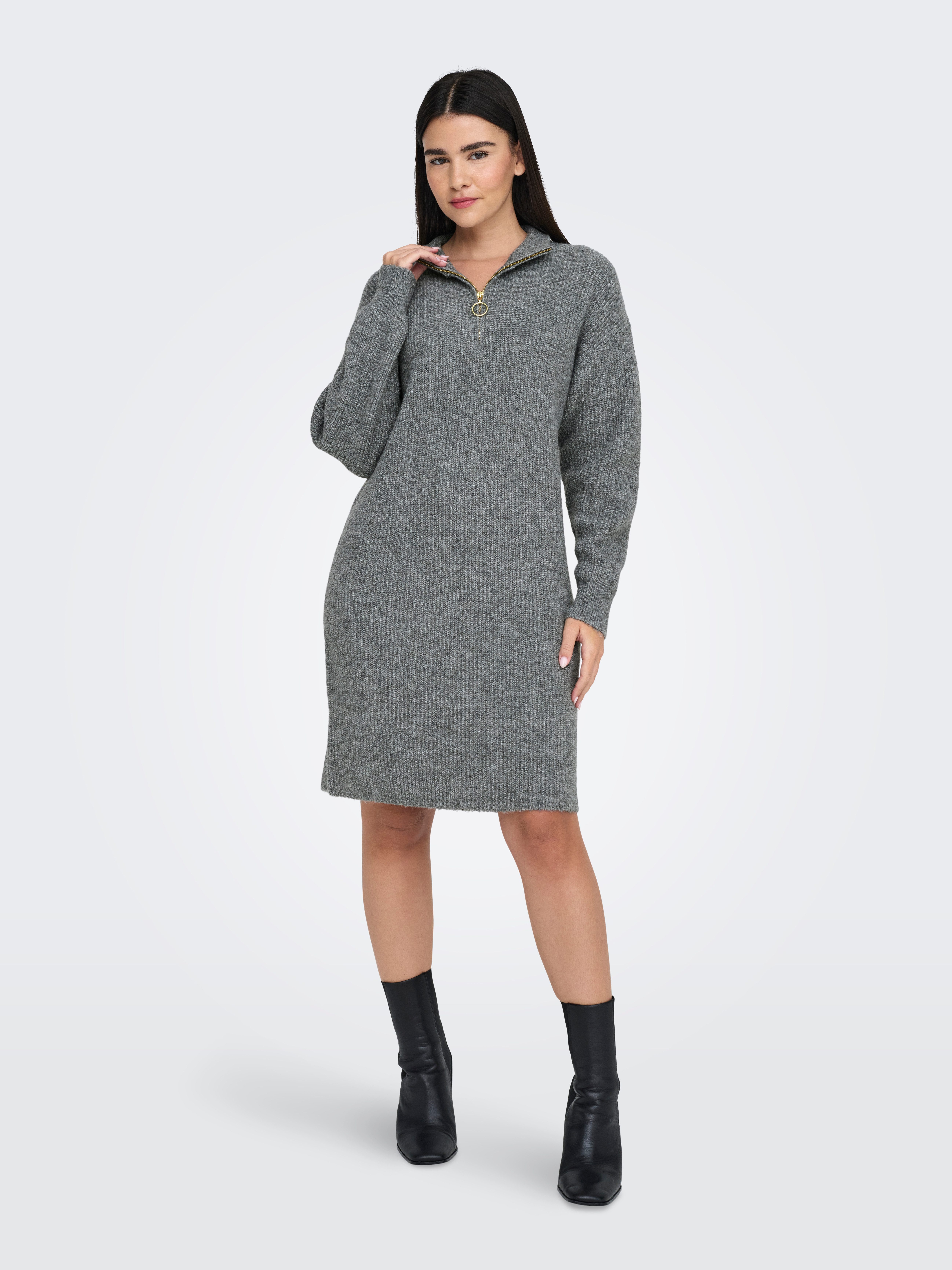 Only Gebreide jurk ONLTOKYO L/S ZIP DRESS KNT