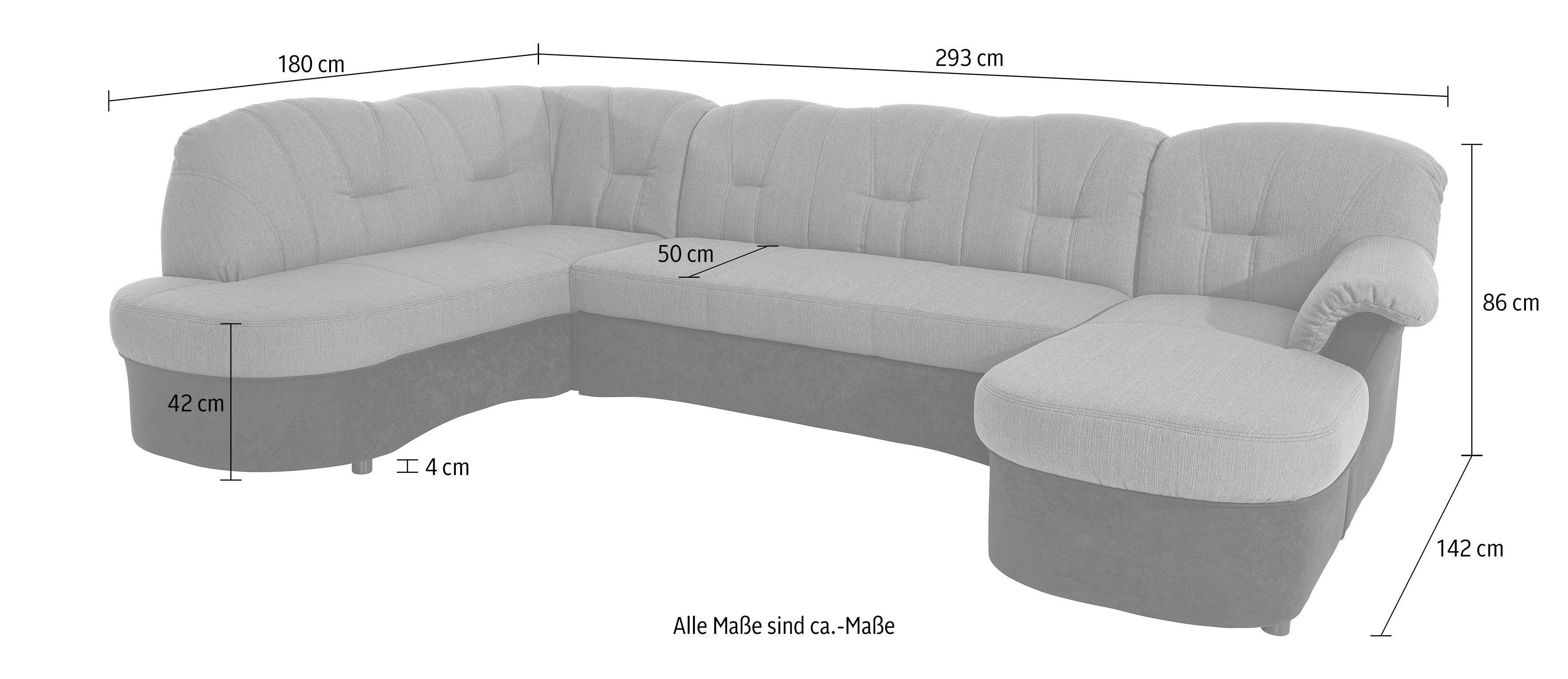 DOMO collection Zithoek Flores ook in leren bekleding, B/D/H: 293/180/86 cm, U-vorm (3 stuks)