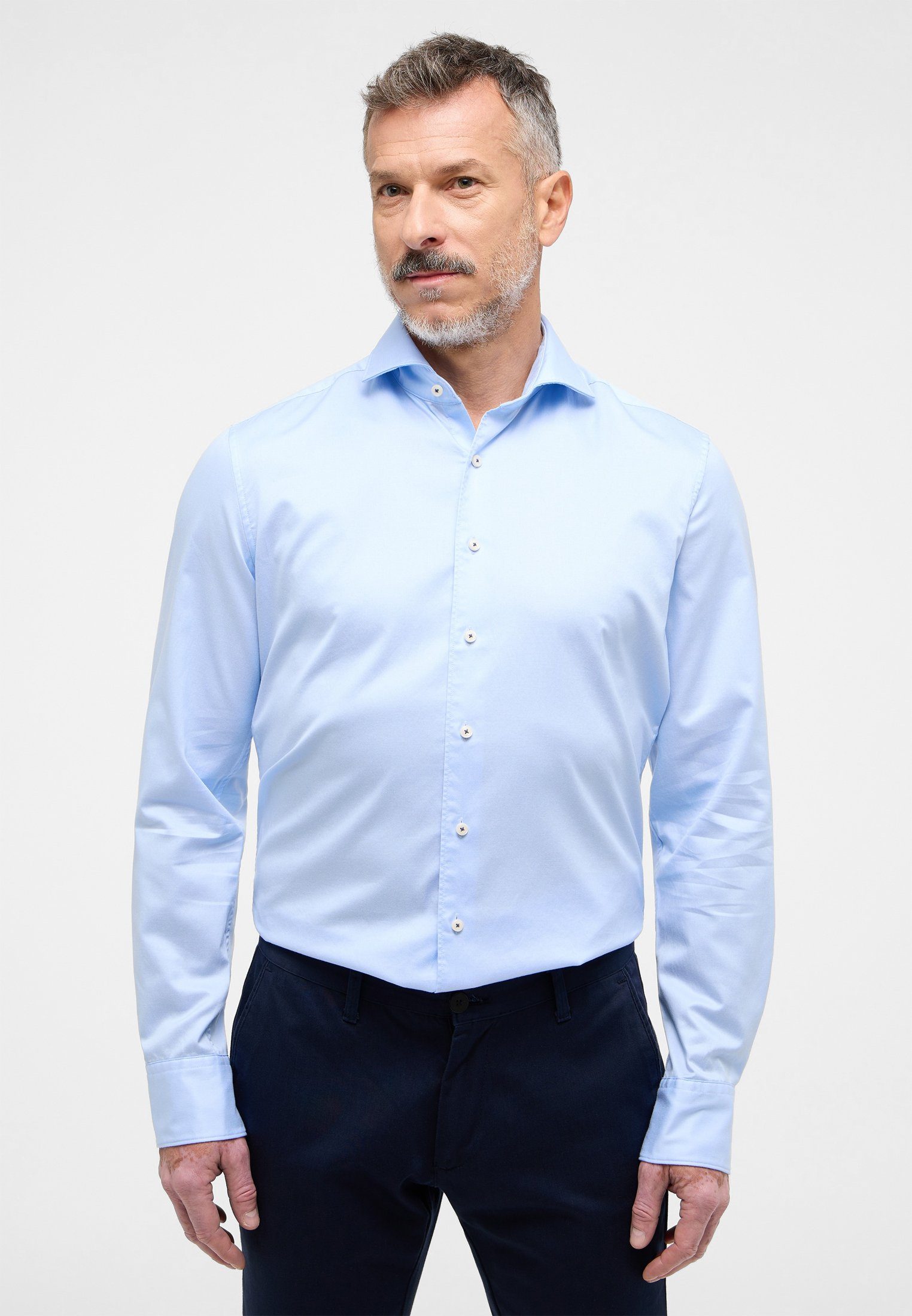 Eterna Overhemd met lange mouwen Slim fit EASY IRON (gemakkelijk te strijken) heren overhemden maat 40 blauw