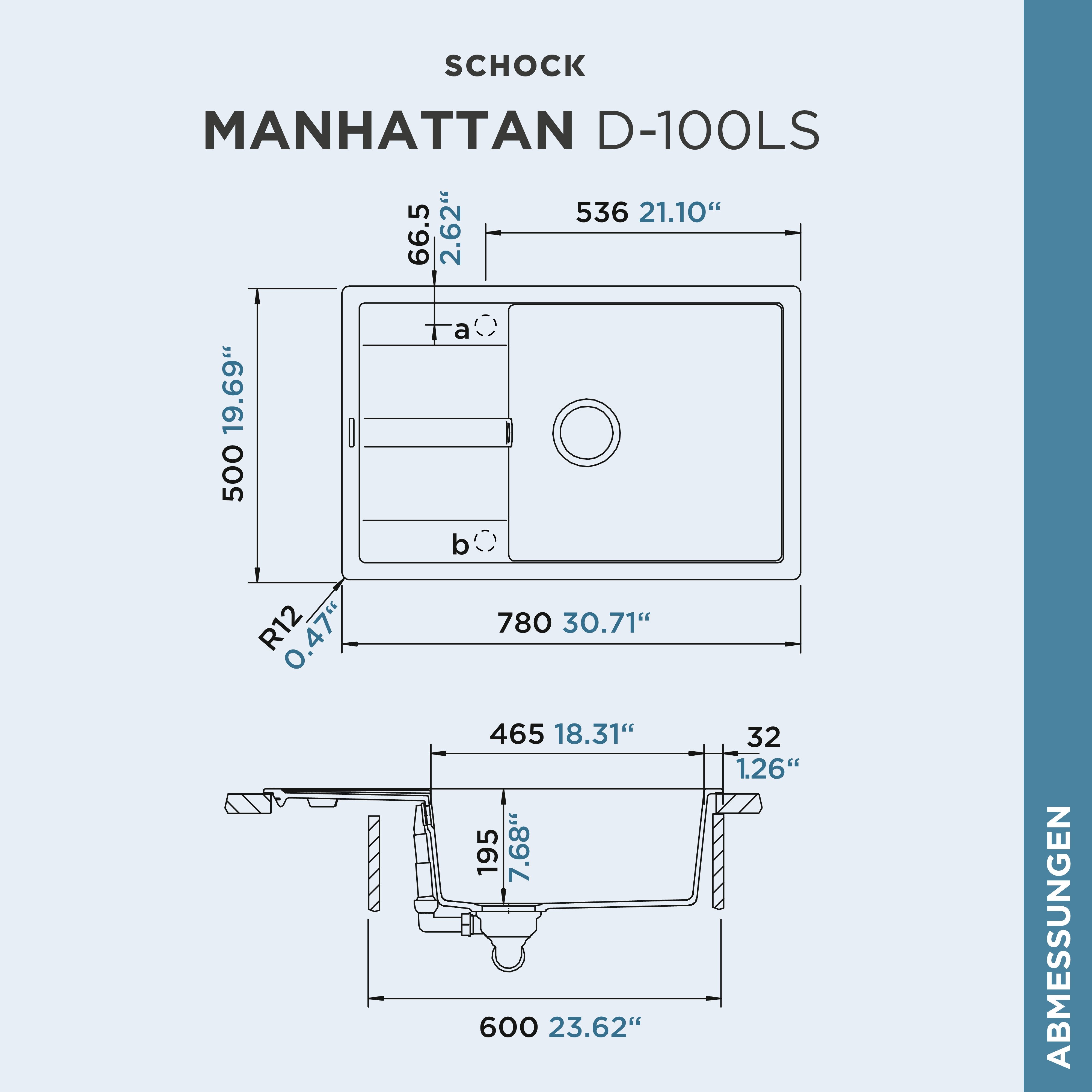 Schock Granieten spoelbak Manhattan D-100LS